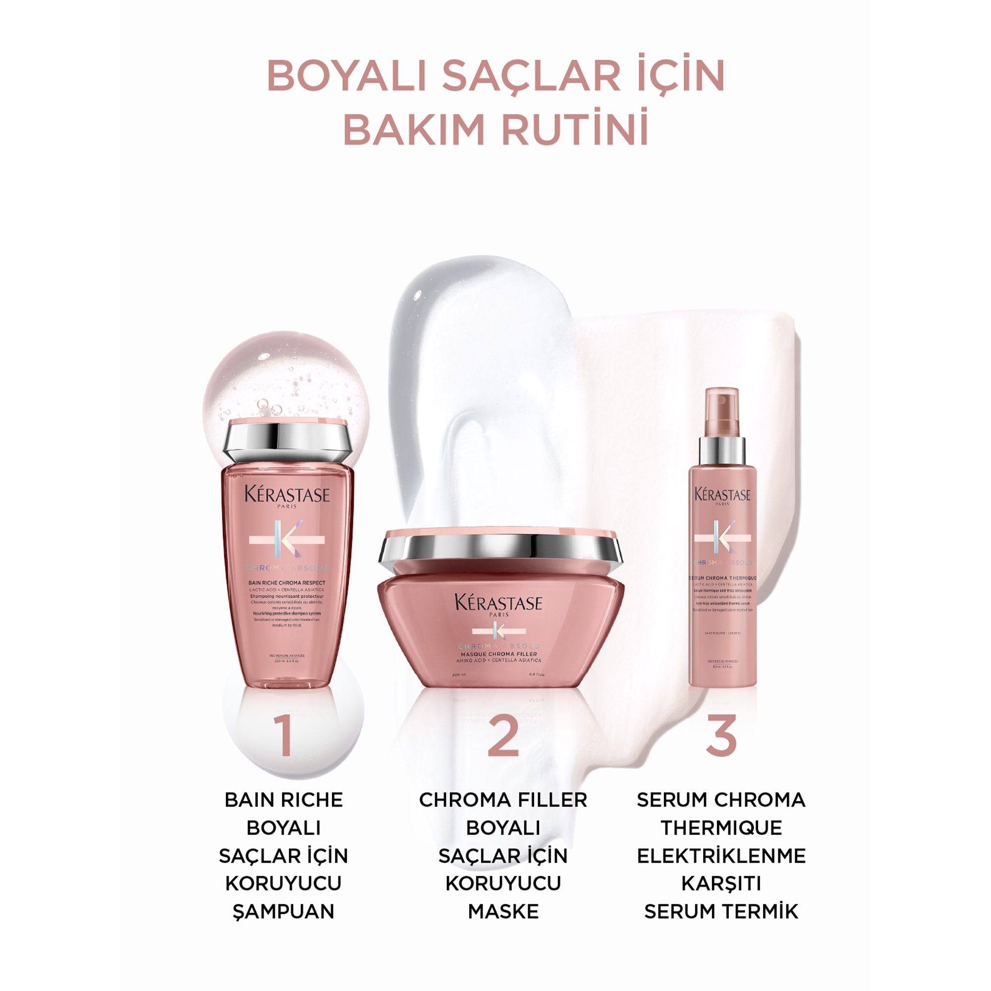 Kerastase Chroma Absolu Bain Riche Boyalı Saçlar için Besleyici ve Kerastase Chroma Absolu Bain Riche Boyalı Saçlar için Besleyici ve