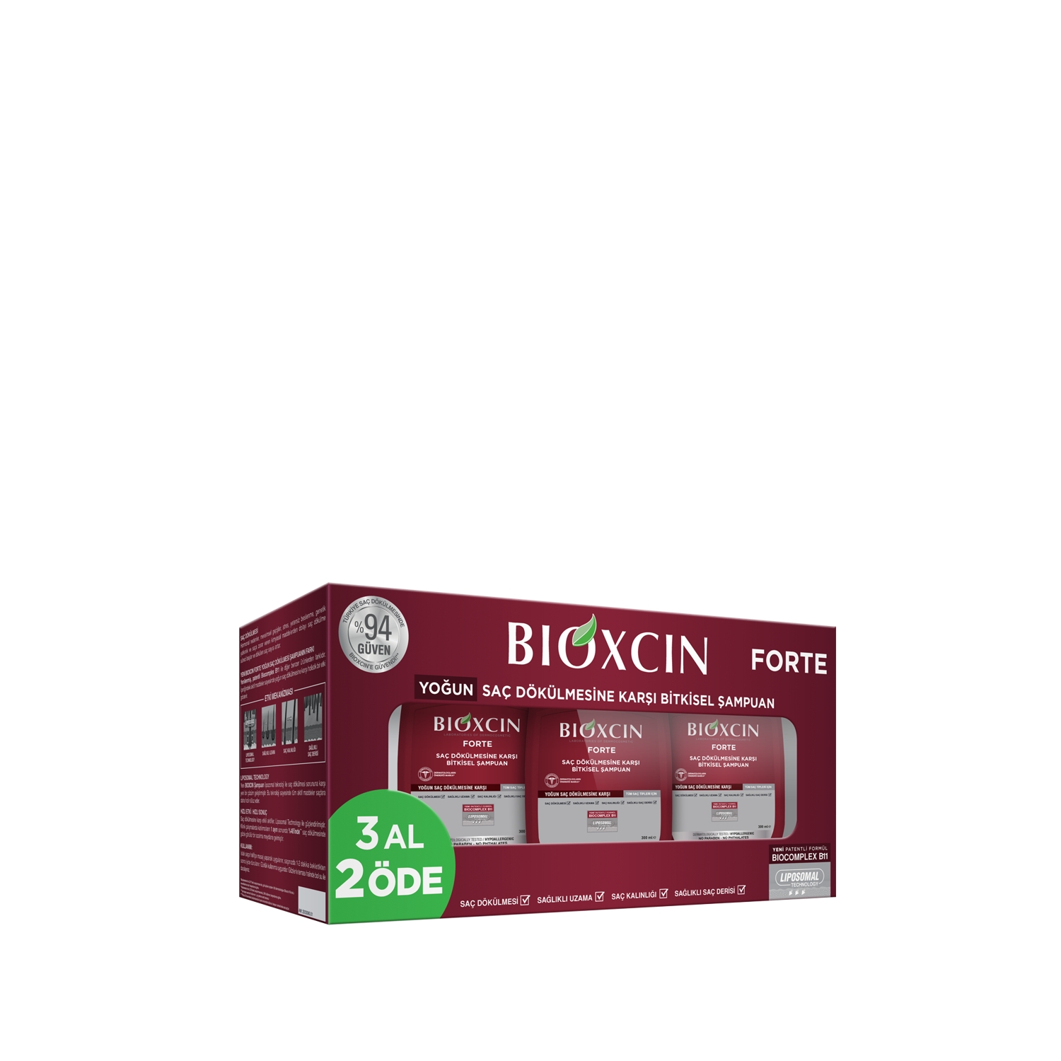 Bioxcin Forte Dökülme Karşıtı Saç Bakım Şampuanı 3al 2öde 3x300ml