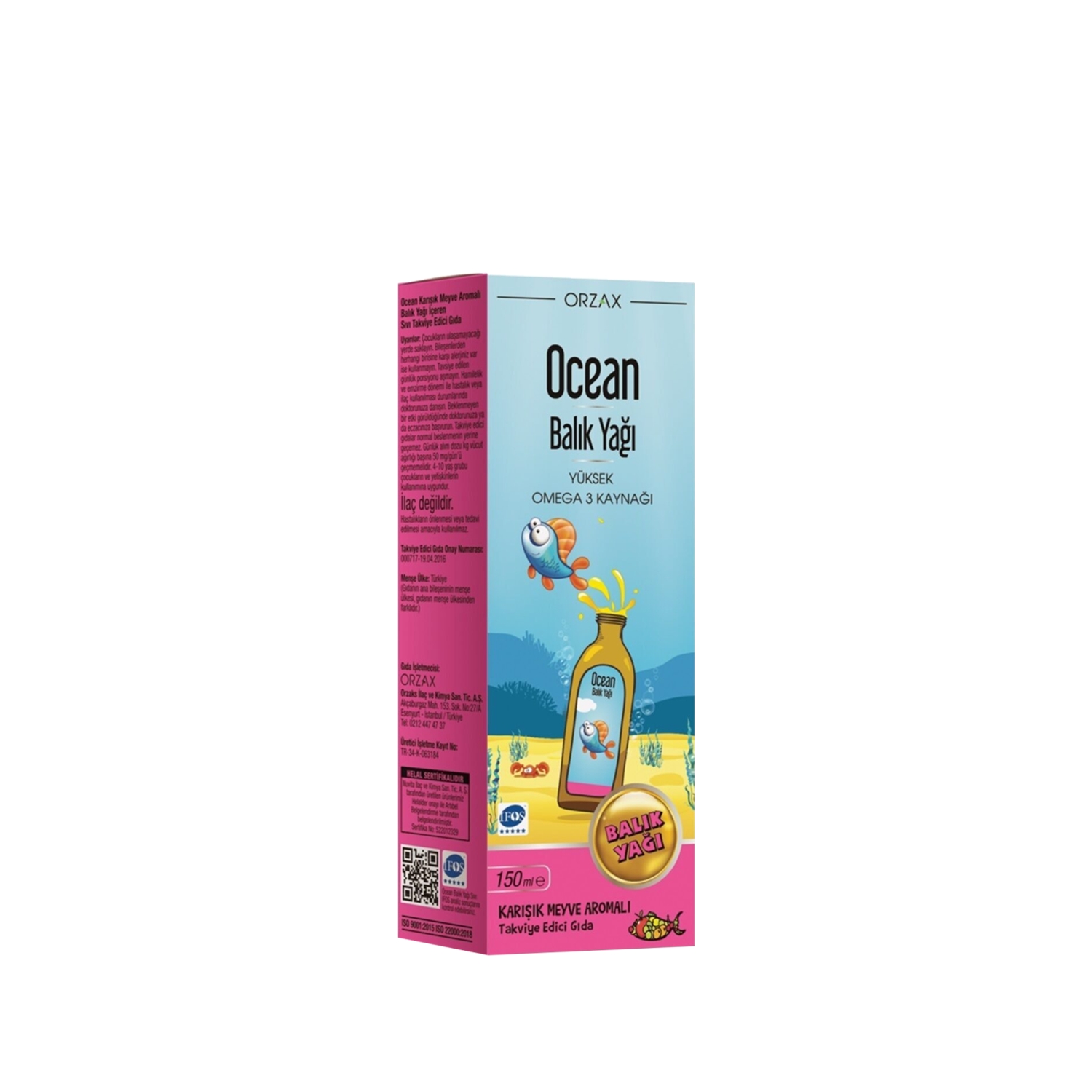 Orzax Ocean Balık Yağı Omega3 Şurup Karışık Meyve Aromalı 150 ml