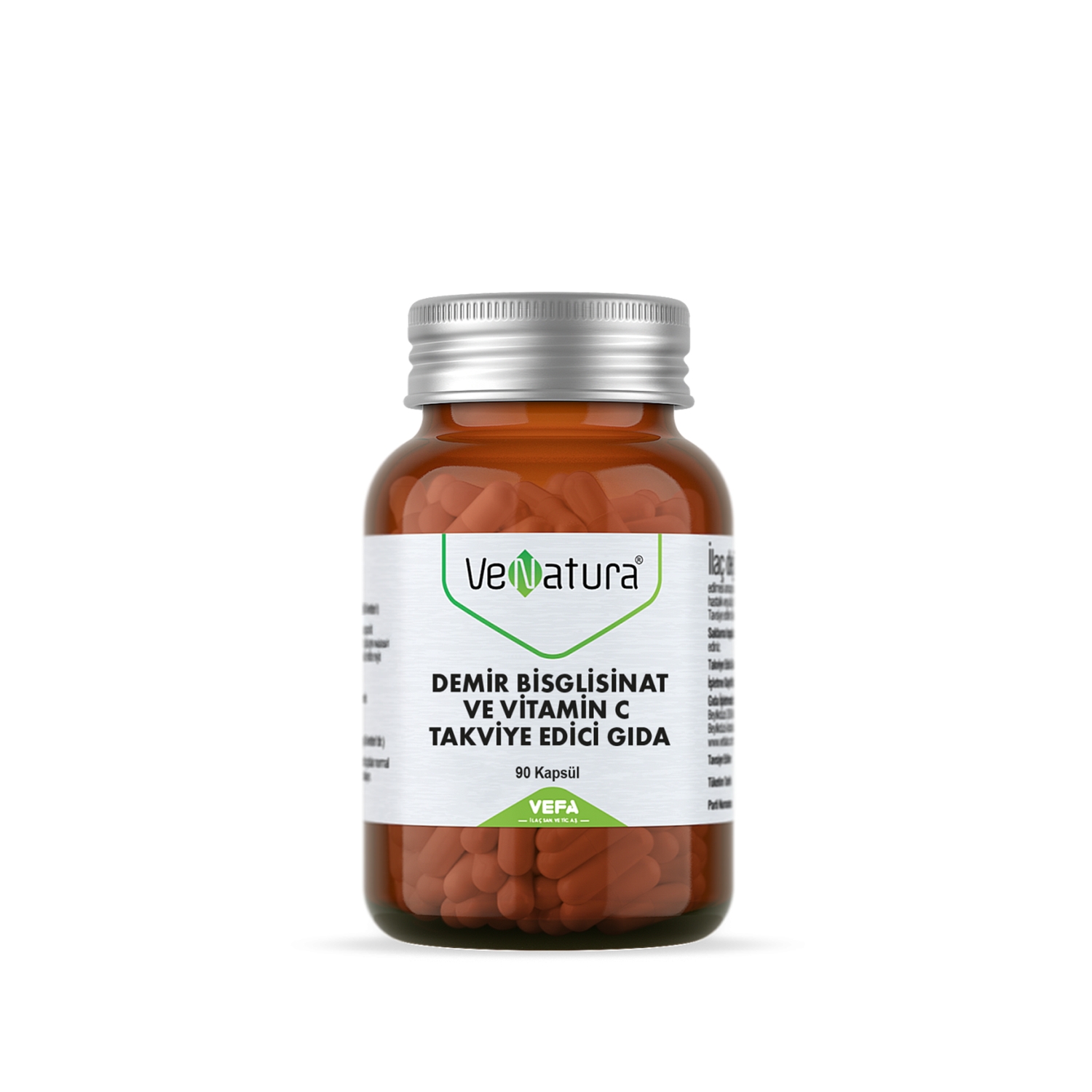 VeNatura Demir Bisglisinat ve Vitamin C Takviye Edici Gıda 90 Kapsül