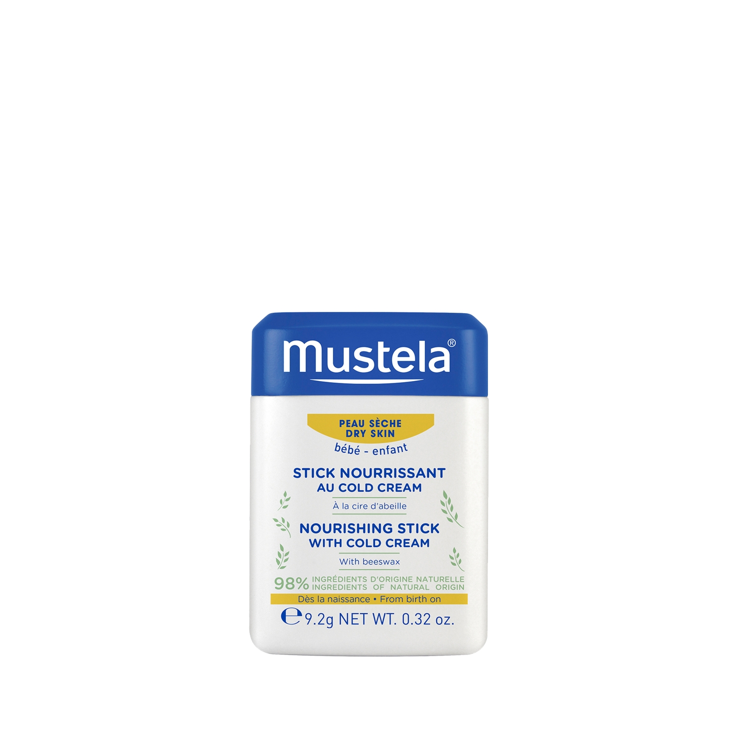 Mustela Cold Cream ve Organik Balmumu İçeren, Kuru Dudaklar ve Yanaklar için Besleyici Stick 9.2 g