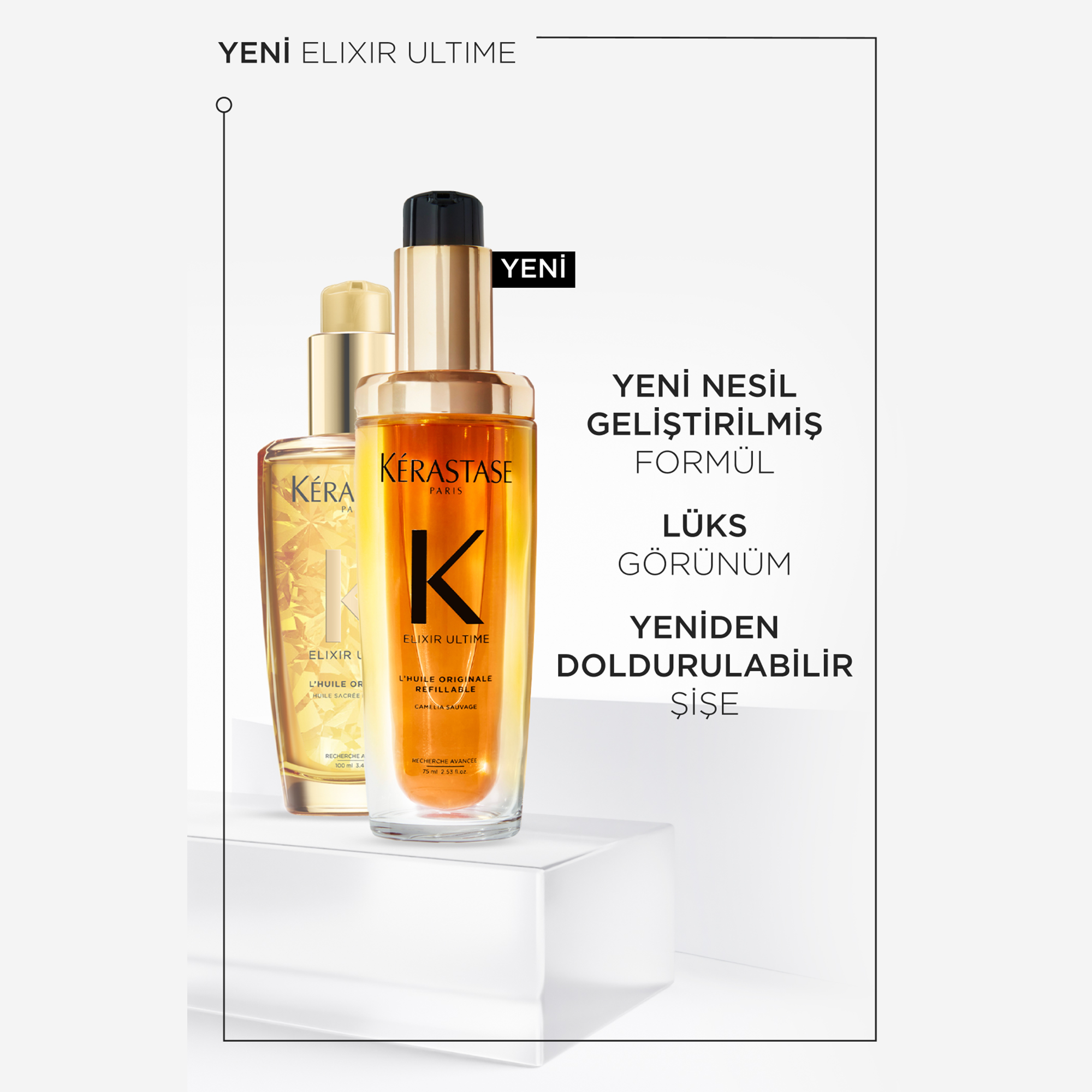 Kerastase Elixir Ultime Refill Yeni Geliştirilmiş Formül Lüks Görünüm Yeniden Doldurulabilir Şişe