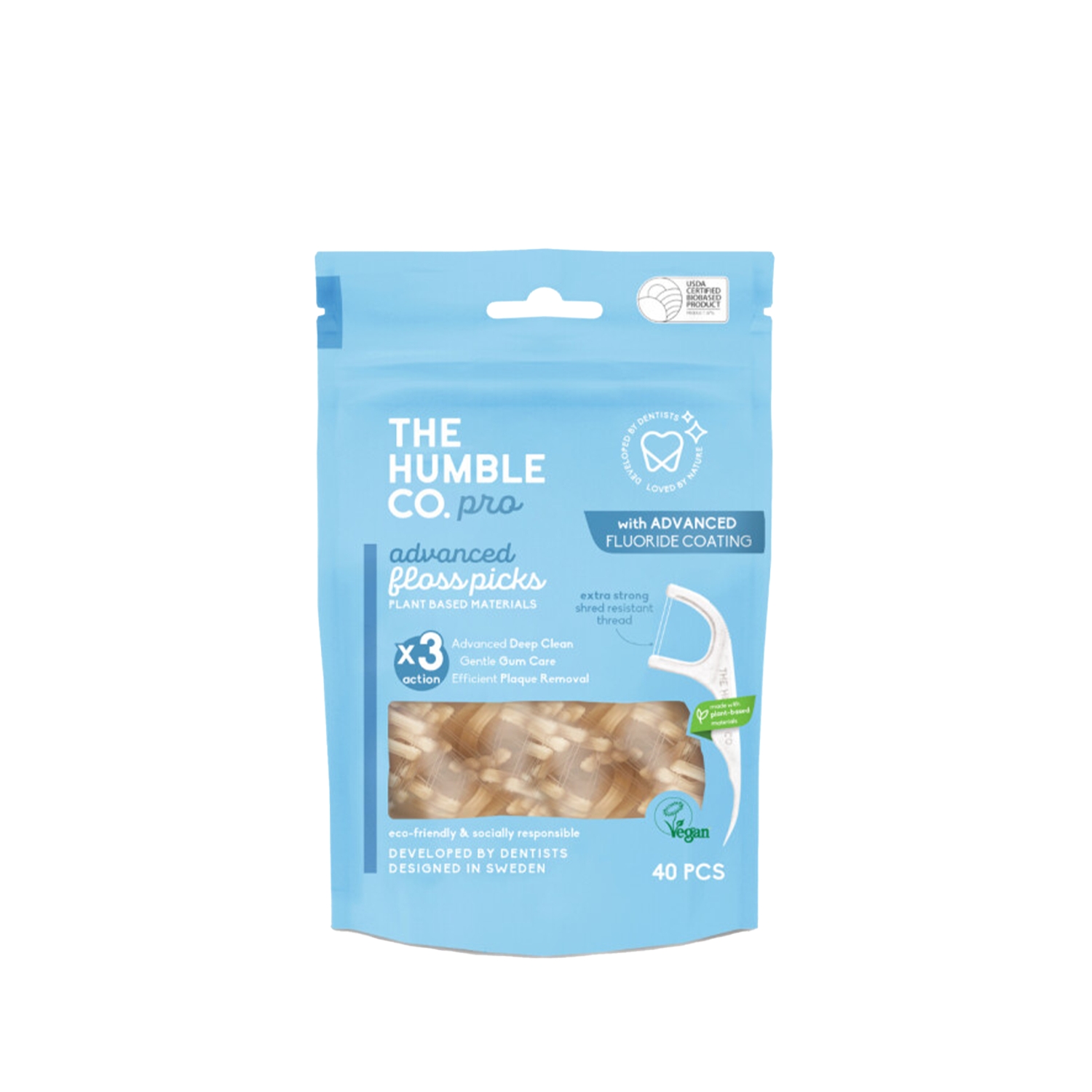 The Humble Co Pro Advanced Floss Picks Bitki Bazlı Kürdan Diş İpi 40 Adet
