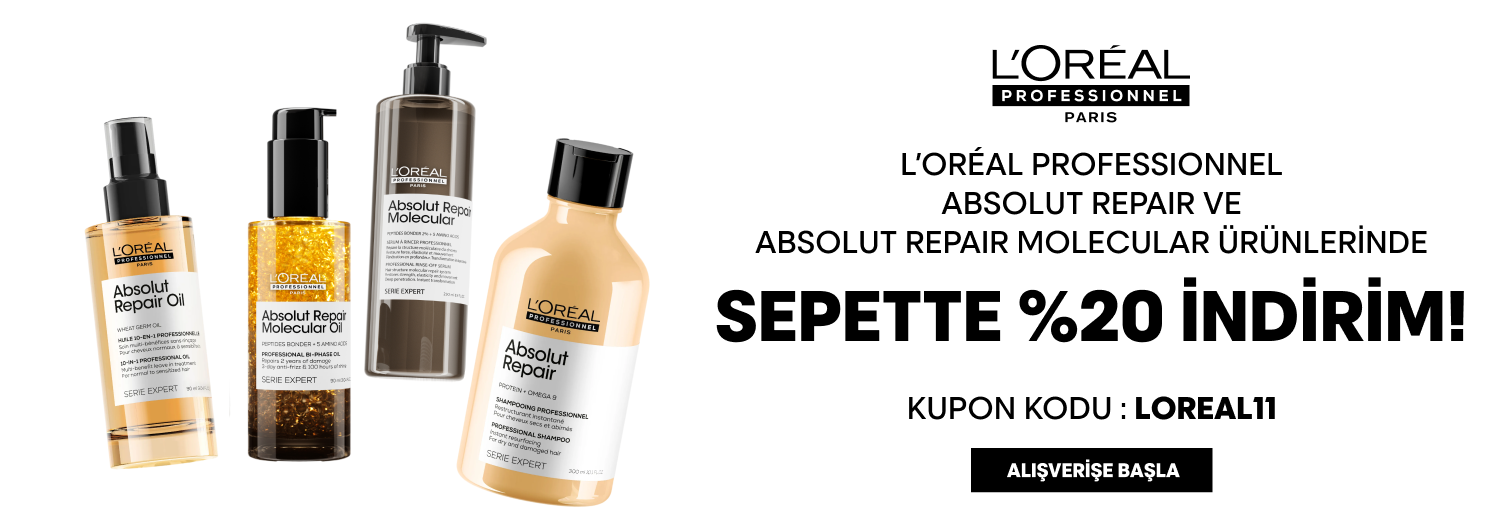Loreal Professionnel Paris Absolut Repair ve Absolut Repair Molecular Ürünlerinde Sepette %20 İndirim!