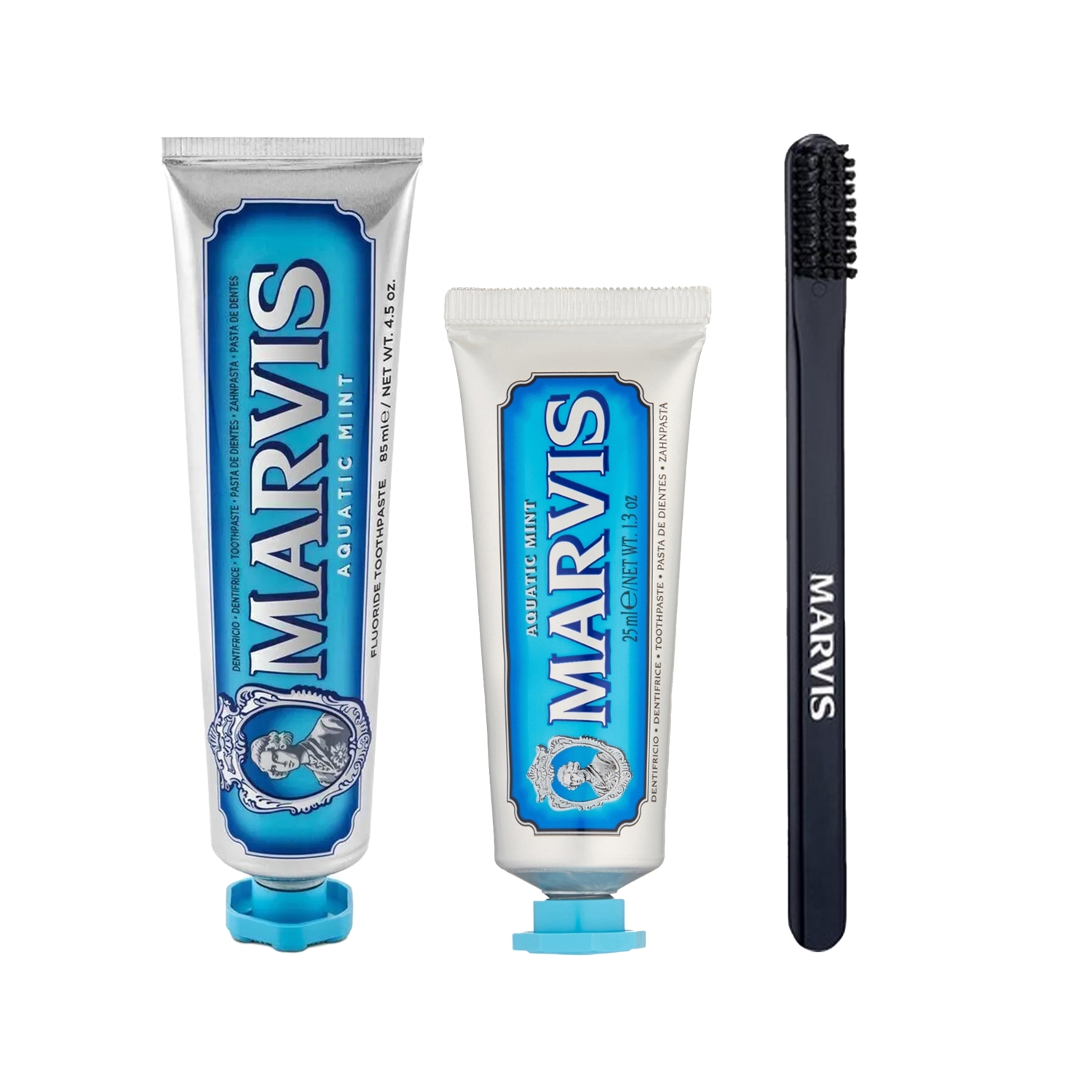 Marvis Aquatic Mint Diş Macunu 85 ml + 25 ml ve Diş Fırçası