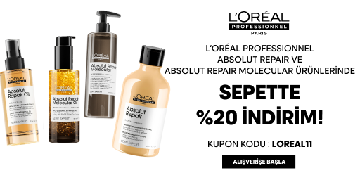 Loreal Professionnel Paris Absolut Repair ve Absolut Repair Molecular Ürünlerinde Sepette %20 İndirim!