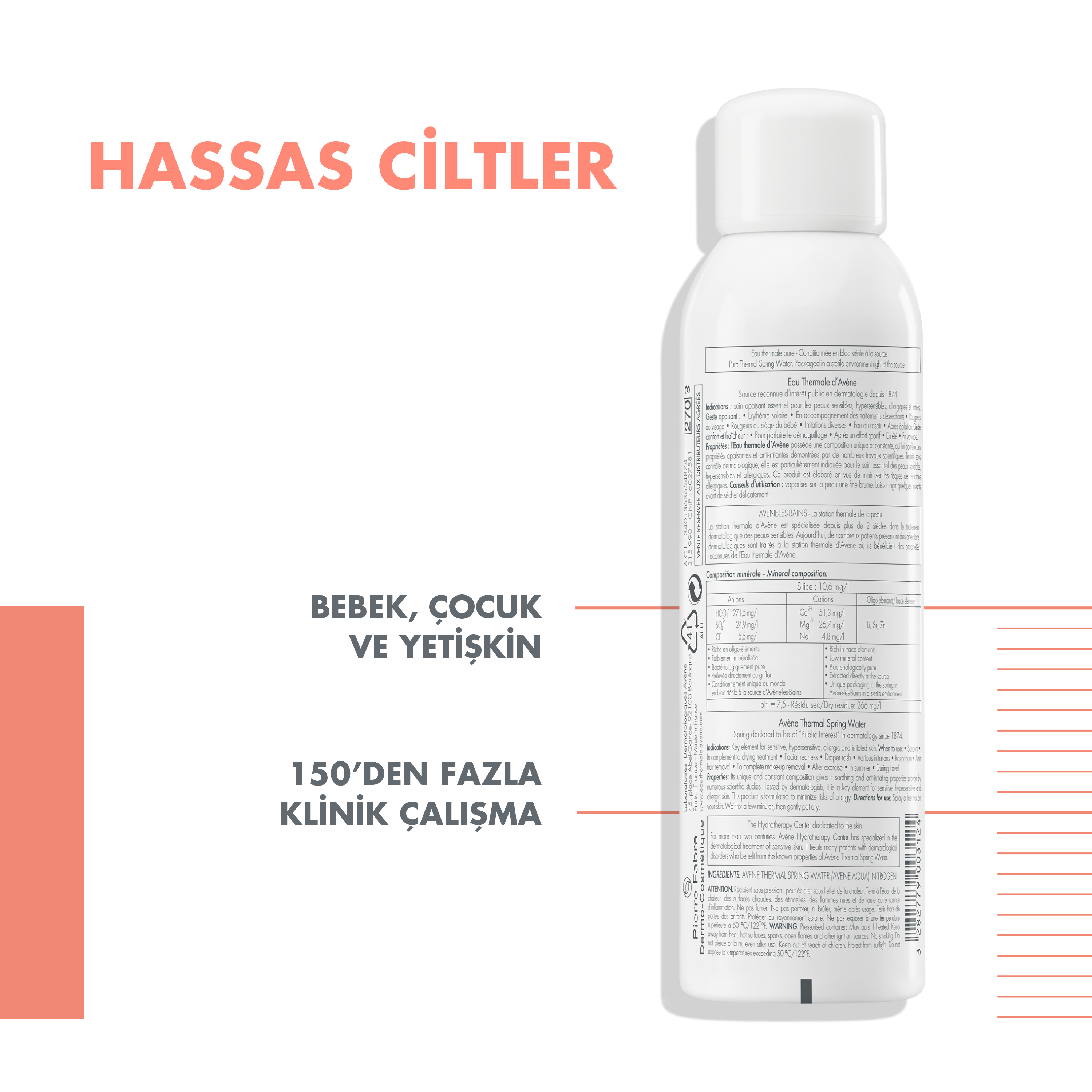 Avene Yatıştırıcı Rahatlatıcı ve Ferahlatıcı Termal Su 150 ml – Cildin yatışmasına yardımcı olan, ferahlatıcı 150 ml'lik Avene termal su.