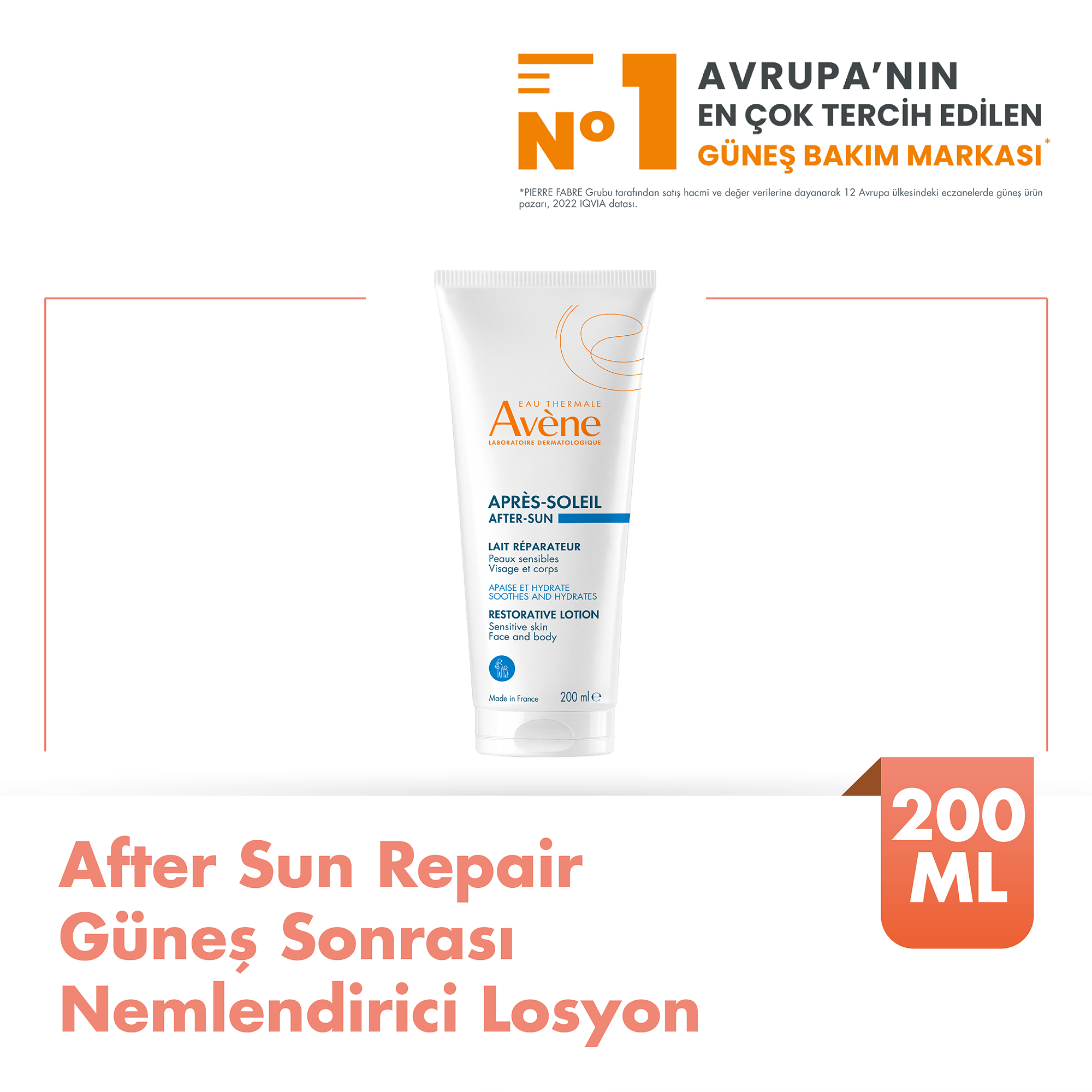 Avene After Sun Repair Güneş Sonrası Nemlendirici Losyon 200 ml - Güneş sonrası cildin yenilenmesine yardımcı olan nemlendirici losyon, ciltle uyumlu, hafif formül.