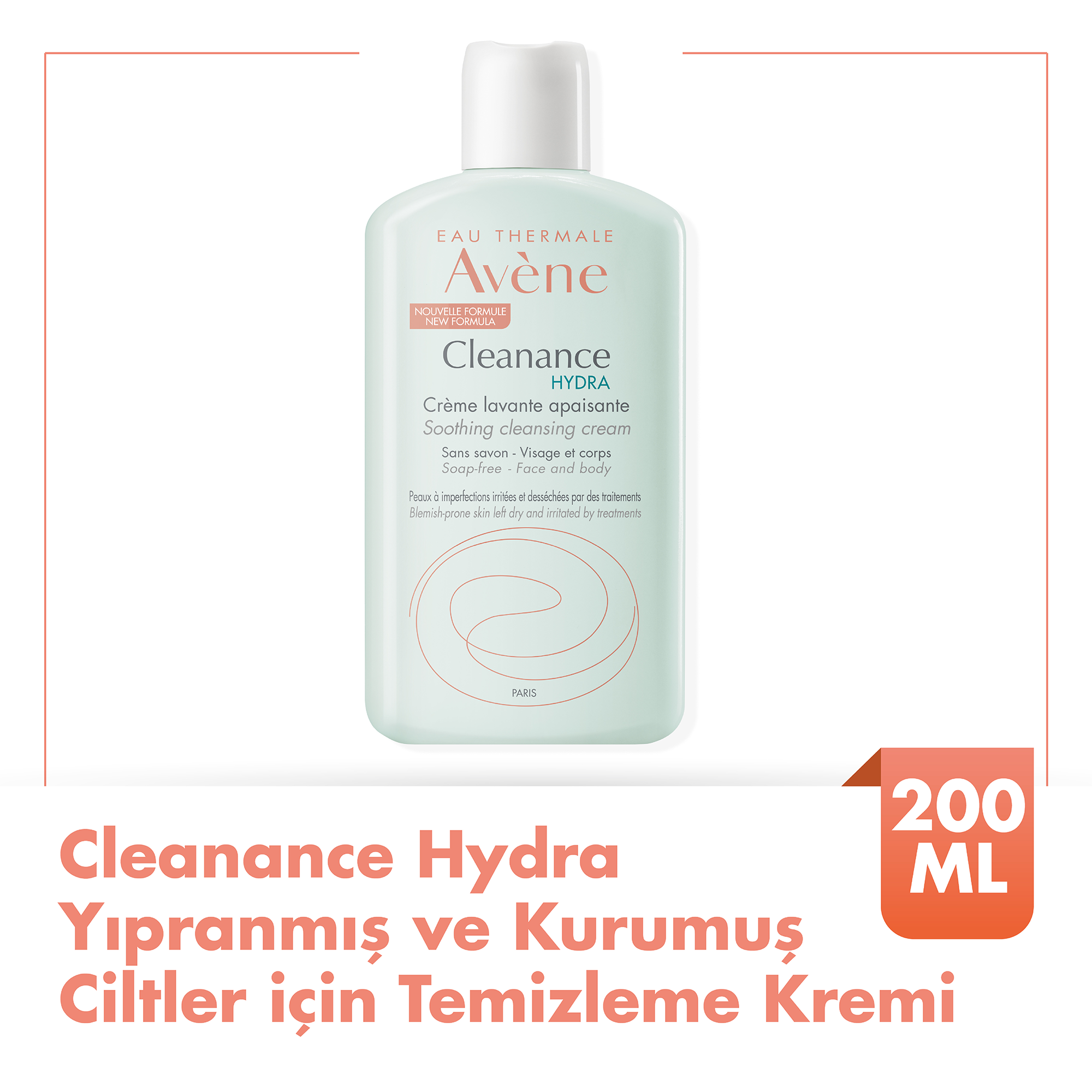 Avene Cleanance Hydra Yıpranmış ve Kurumuş Ciltler için Temizleme Kremi 200 ml – Yıpranmış ve kurumuş ciltler için nemlendirici etkili 200 ml'lik Avene Cleanance Hydra temizleme kremi.