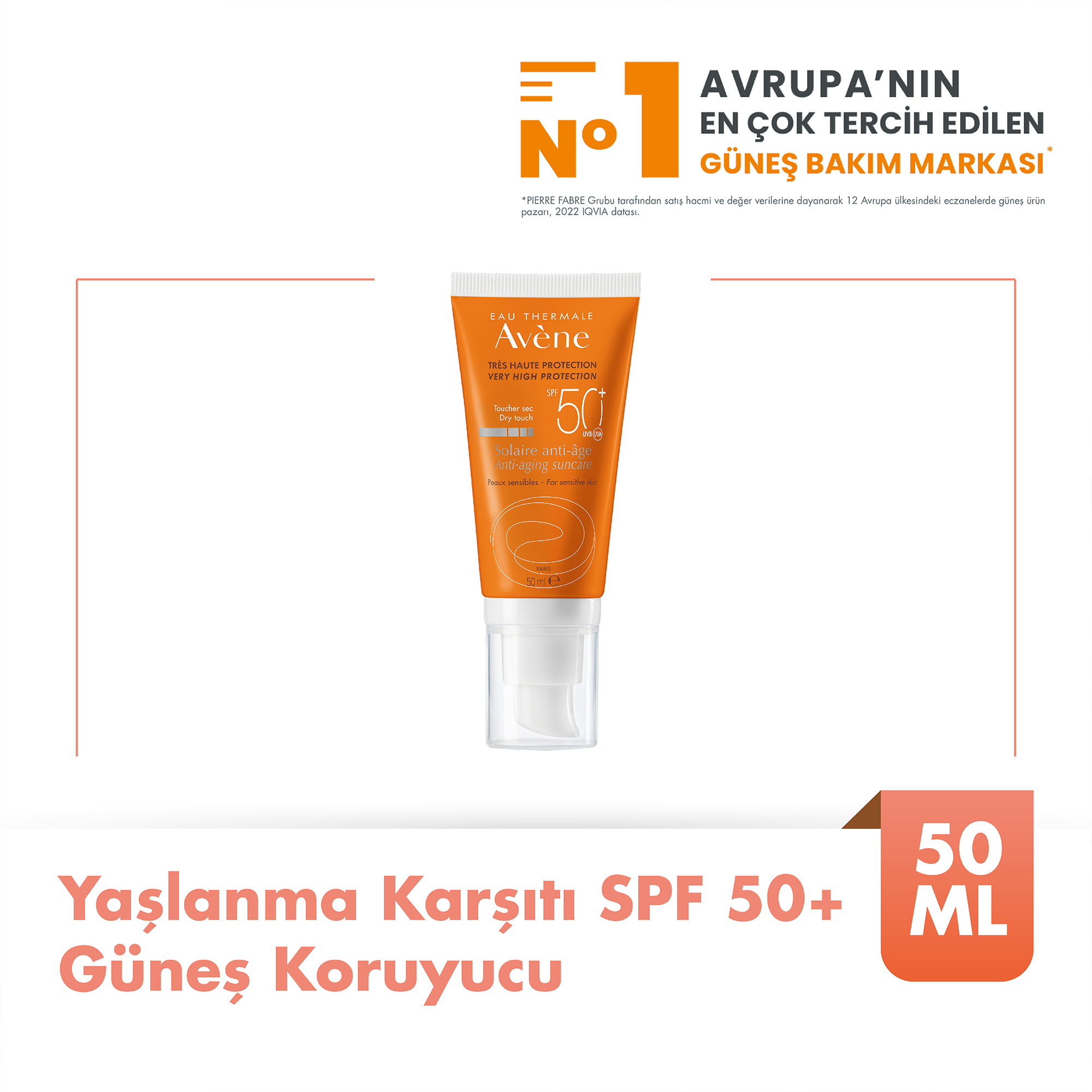 Avene Yaşlanma Karşıtı SPF 50+ Güneş Koruyucu 50 ml - Ciltte İnce Çizgi ve Leke Oluşumunu Önlemeye Yardımcı Yüksek Koruma Kremi