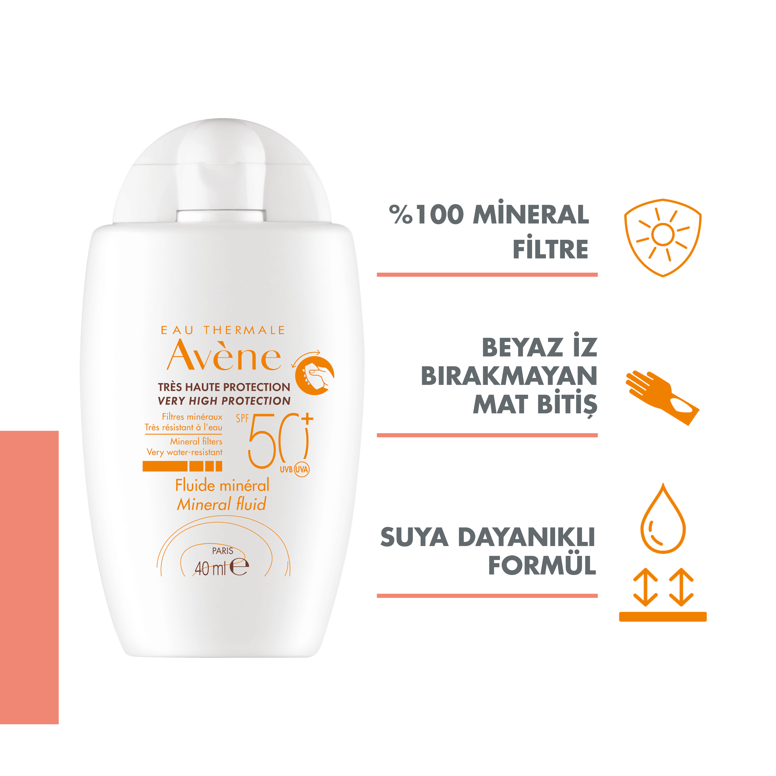 Avene Fluide Mineral Filtreli SPF 50+ Güneş Koruyucu 40 ml - Hassas ve Toleransı Düşük Ciltler İçin Mineral Filtreli Yüksek Koruma