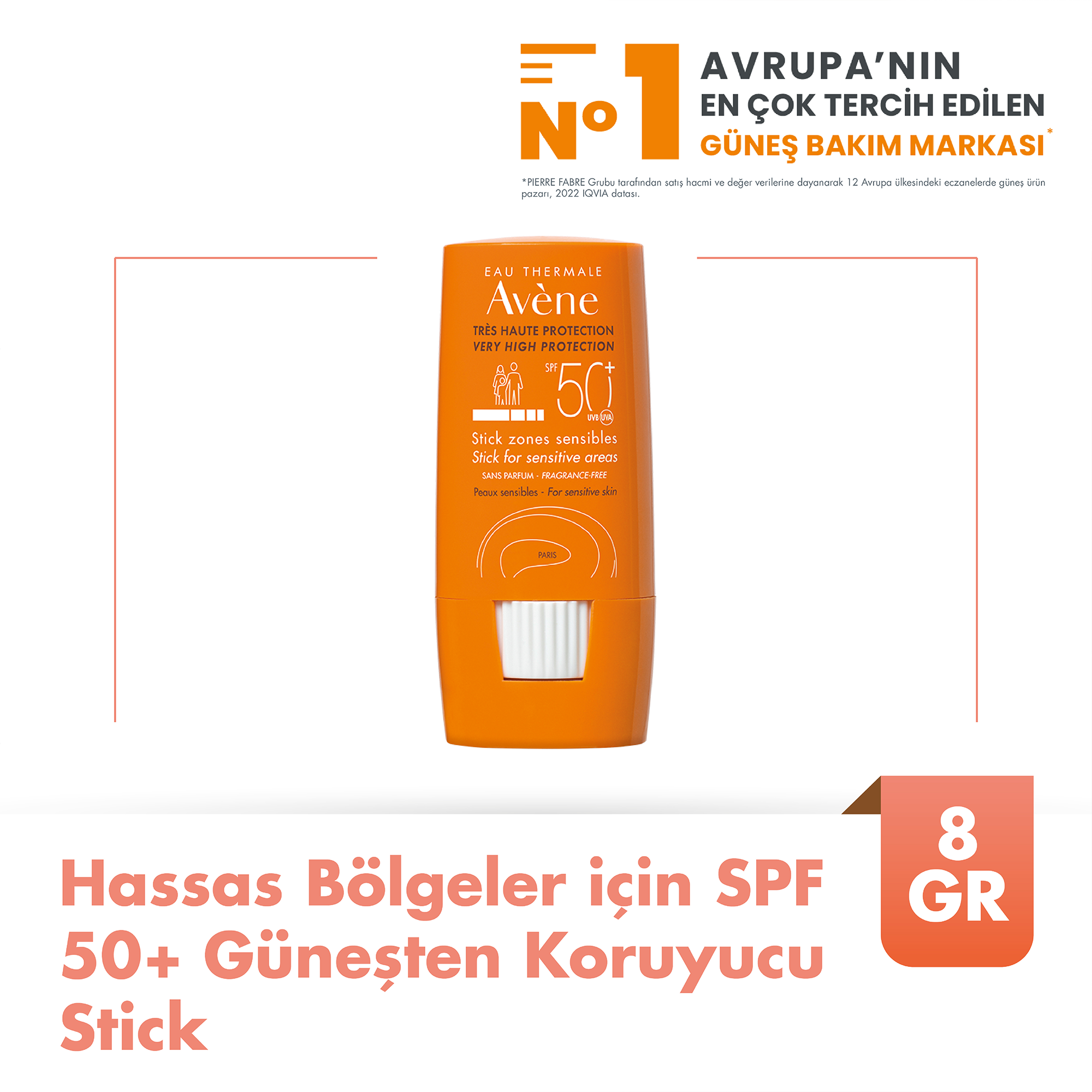 Avene Hassas Bölgeler için SPF 50+ Güneşten Koruyucu Stick 8 g - Kompakt Yapısıyla Çantada Taşımaya Uygun, Hassas Bölgeler İçin Güneş Koruyucu