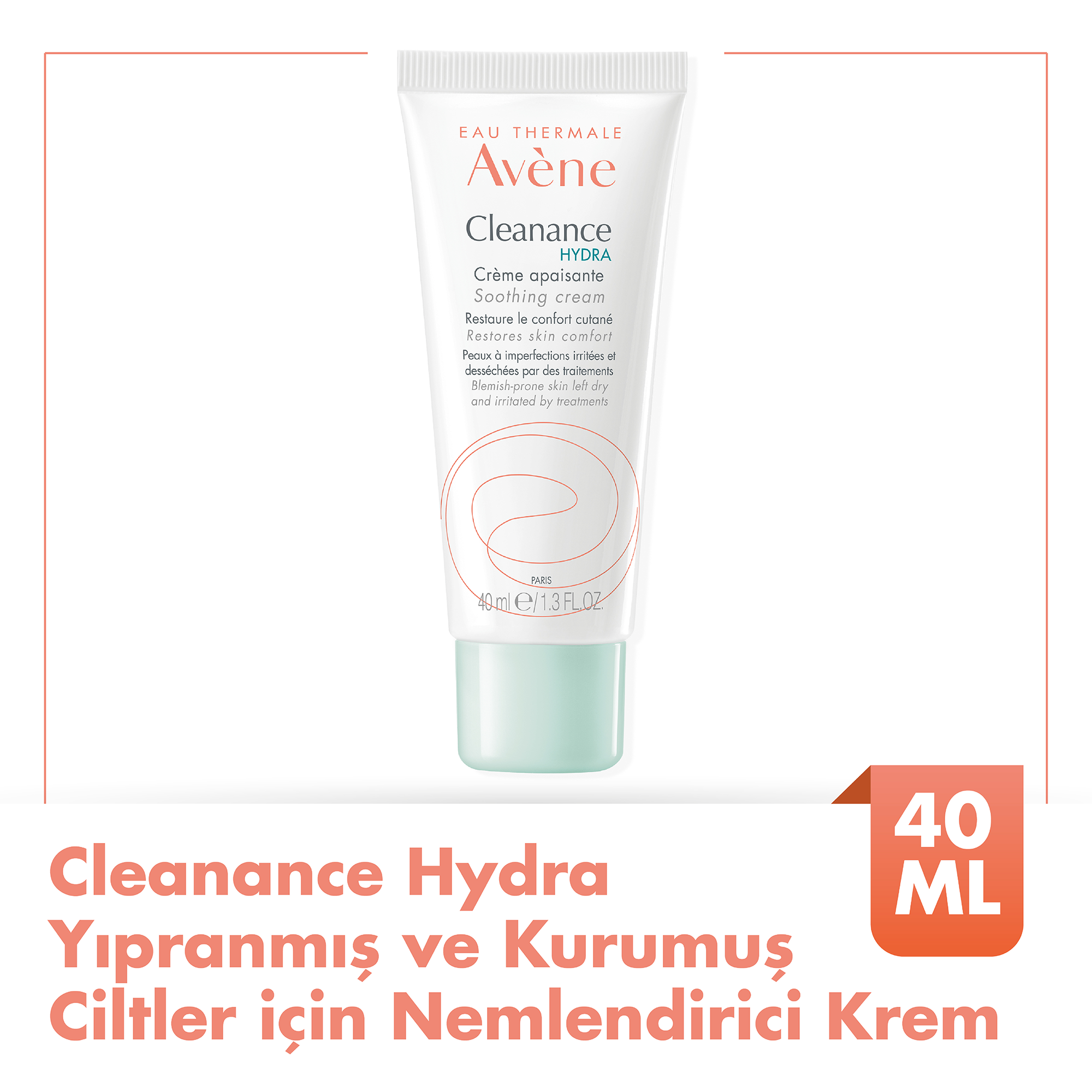 Avene Cleanance Hydra Yıpranmış ve Kurumuş Ciltler için Nemlendirici Krem 40 ml - Akneli cilt tedavisi sonrası yıpranan ciltleri onaran ve nemlendiren bakım kremi