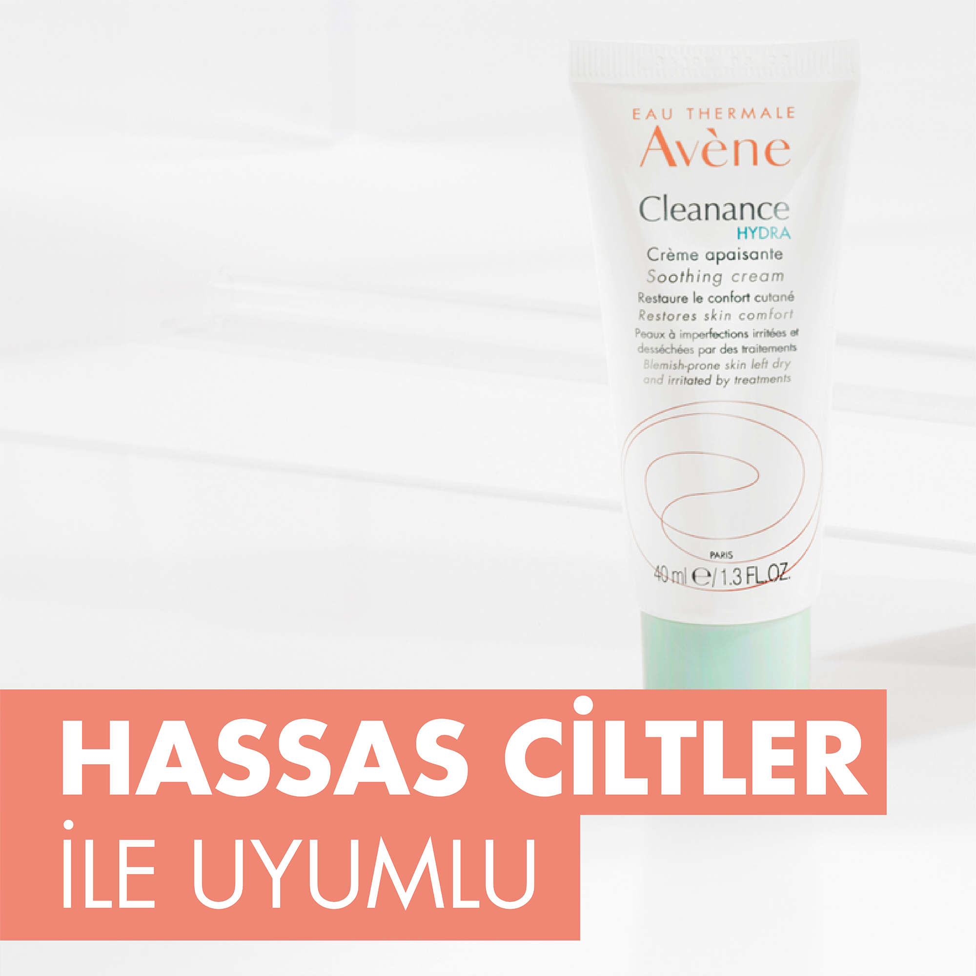 Avene Cleanance Hydra Yıpranmış ve Kurumuş Ciltler için Nemlendirici Krem 40 ml - Hassas, tahriş olmuş ciltleri yatıştırmaya yardımcı yoğun nem desteği