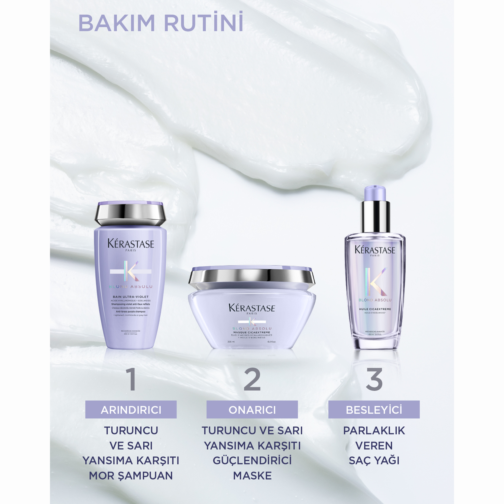 Kerastase Blond Absolu Bain Ultra-Violet İstenmeyen Turuncu Yansımaları Nötralize Eden Şampuan 250 ml - Boyalı ve ağartılmış saçlarda renk tazeleme ve soğuk tonların korunmasını sağlayan şampuan