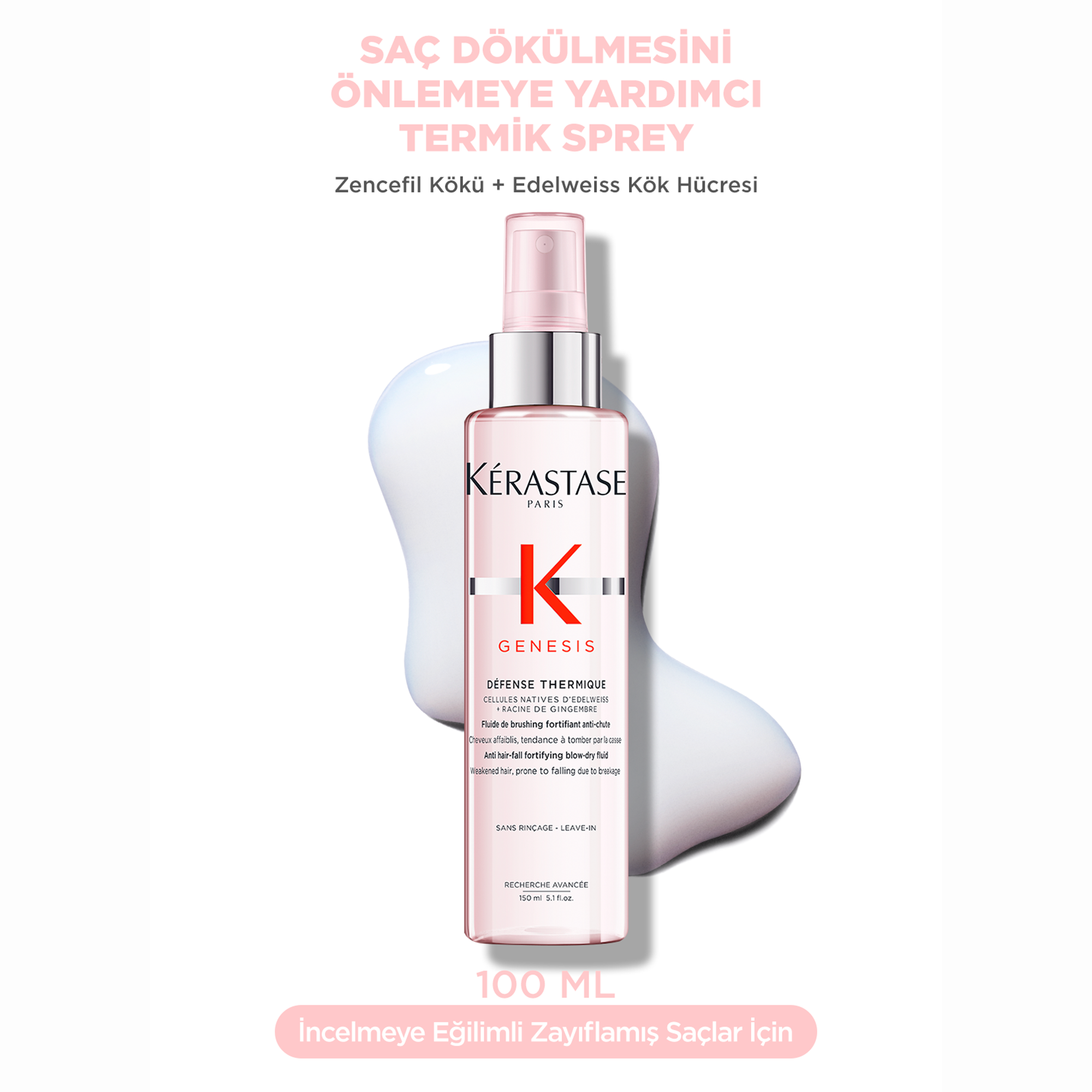 Kerastase Genesis Defense Thermique Dökülme Karşıtı Güçlendirici Isıdan Koruyucu Saç Spreyi 150 ml - Isı ile şekillendirme öncesi saçları koruyan bakım spreyi görseli