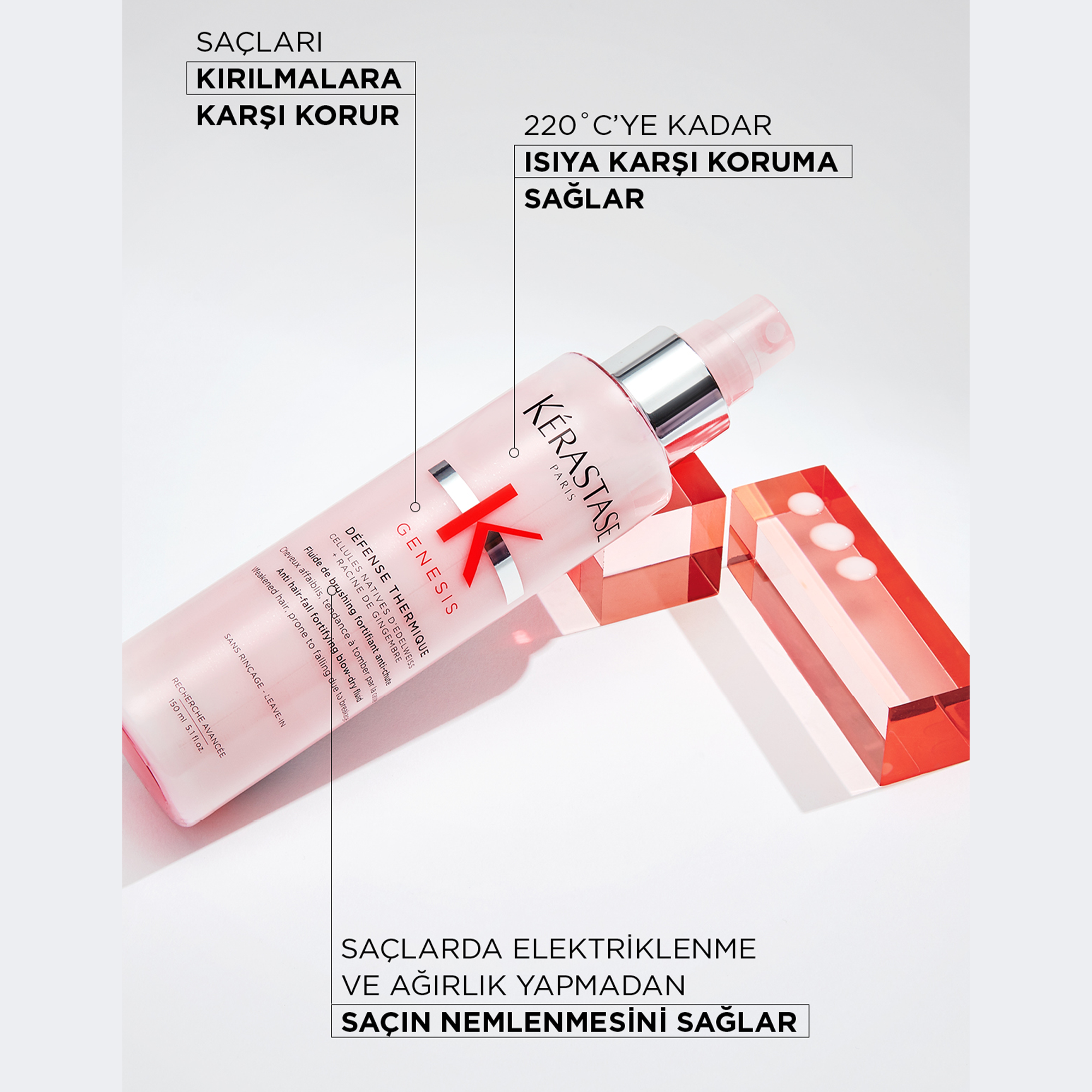 Kerastase Genesis Defense Thermique Dökülme Karşıtı Güçlendirici Isıdan Koruyucu Saç Spreyi 150 ml - Saç dökülmesine karşı güçlendirici etkili ısı koruyucu sprey görseli