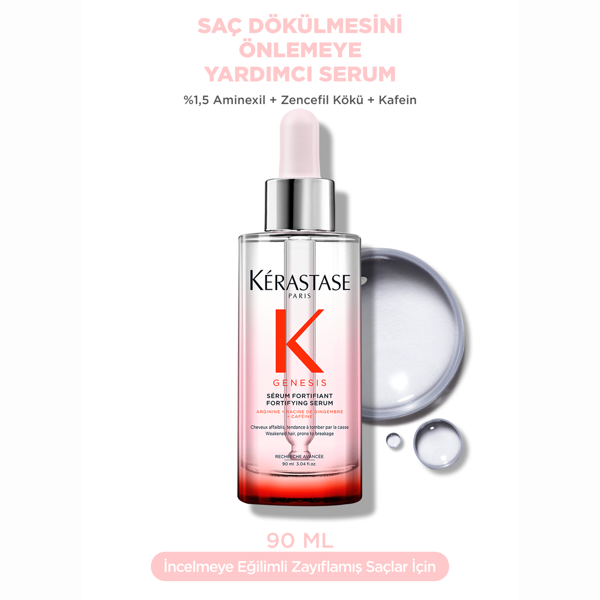 Kerastase Genesis Serum Anti-Chute Fortifiant Saç Dökülmesini Önleyici Serum 90 ml - Saç dökülmesine karşı geliştirilen yoğun etkili bakım serumu görseli