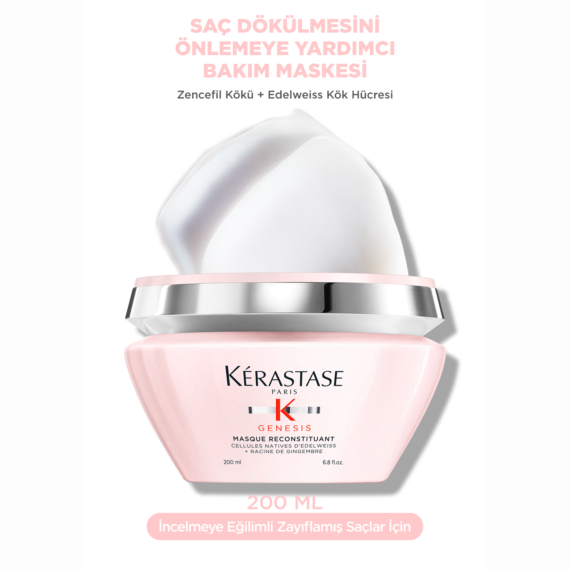 Kerastase Genesis Masque Reconstituant Güçlendirici Saç Maskesi 200 ml - Zayıf ve dökülmeye eğilimli saçlar için derinlemesine bakım maskesi görseli