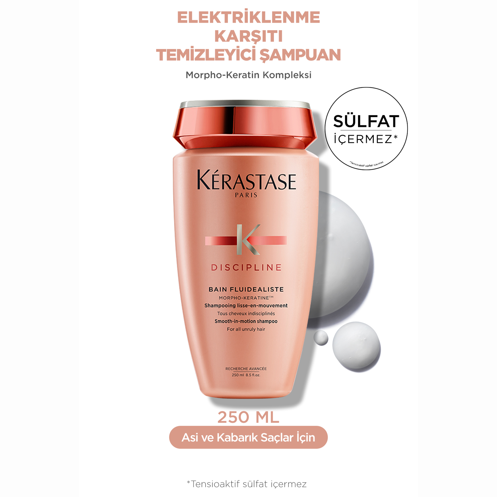 Kerastase Discipline Bain Fluidealiste Gentle Kolay Şekillendirme Sağlayan ve Elektriklenme Karşıtı Şampuan 250 ml – Dalgalı ve kıvırcık saçlarda bile kolay tarama ve şekil kazandıran profesyonel saç bakım ürünü.