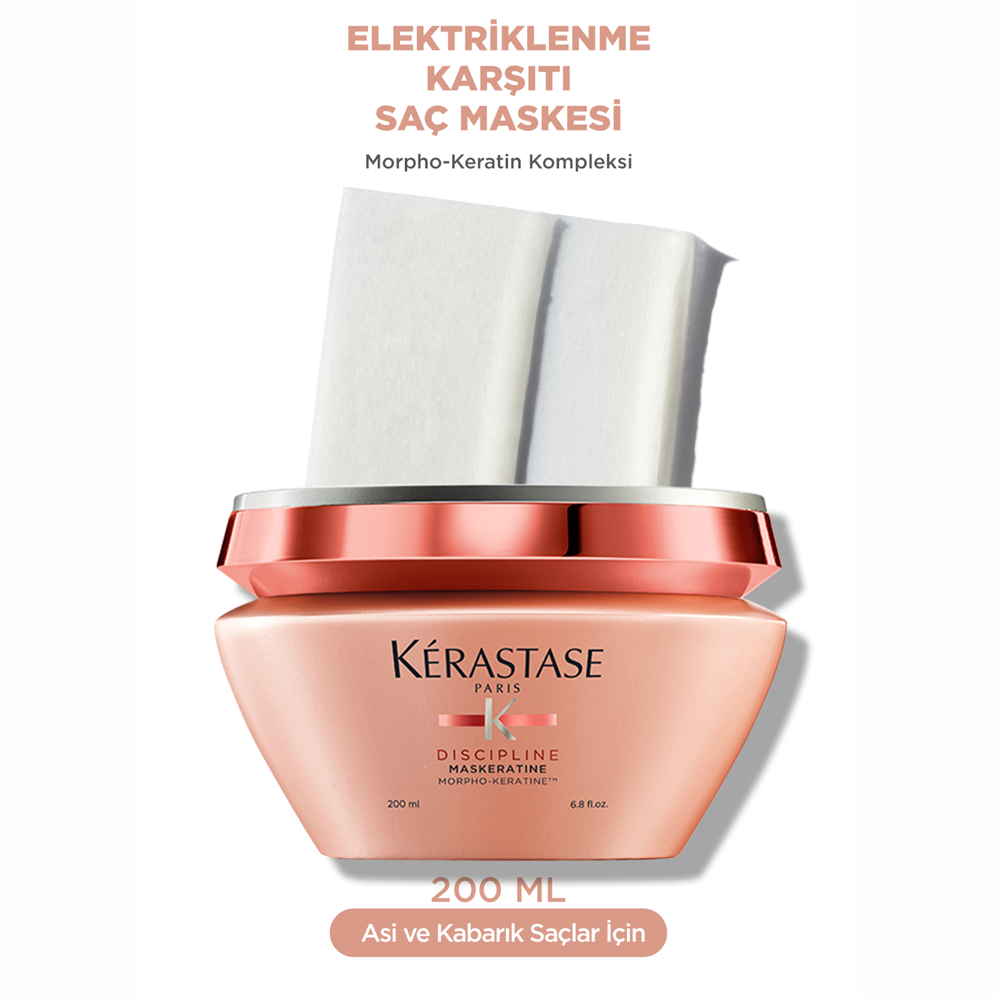 Kerastase Discipline Maskeratine Elektriklenme Karşıtı Maske 200 ml – Asi ve kabaran saçları yatıştıran, pürüzsüzlük kazandıran profesyonel saç bakım maskesi.