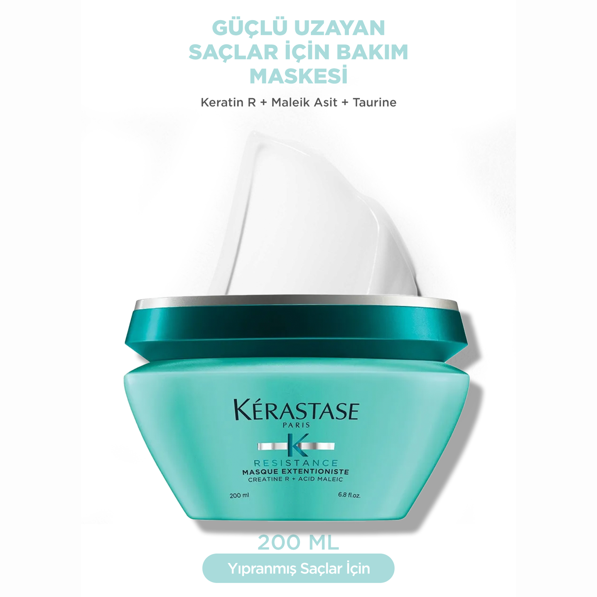 Kerastase Resistance Extentioniste Masque Extentioniste Daha Uzun ve Güçlü Saçlar için Onarıcı Maske 200 ml - Saç tellerini derinlemesine onaran, uzun ve sağlıklı saç görünümünü destekleyen bakım maskesi