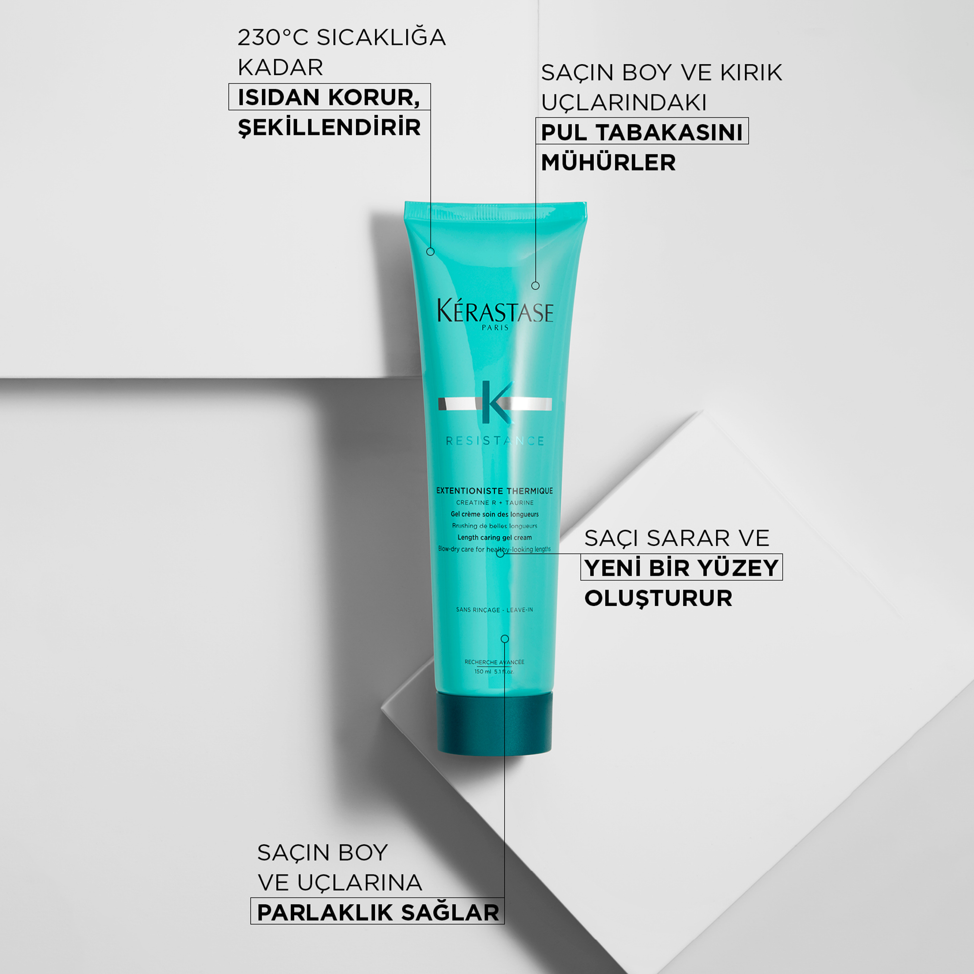 Kerastase Resistance Extentioniste Thermique Uzun Saçlar için Isıya Karşı Koruyucu Bakım Kremi 150 ml - Saçın ısıdan zarar görmesini engelleyen, uzun saçları besleyip koruyan koruyucu krem