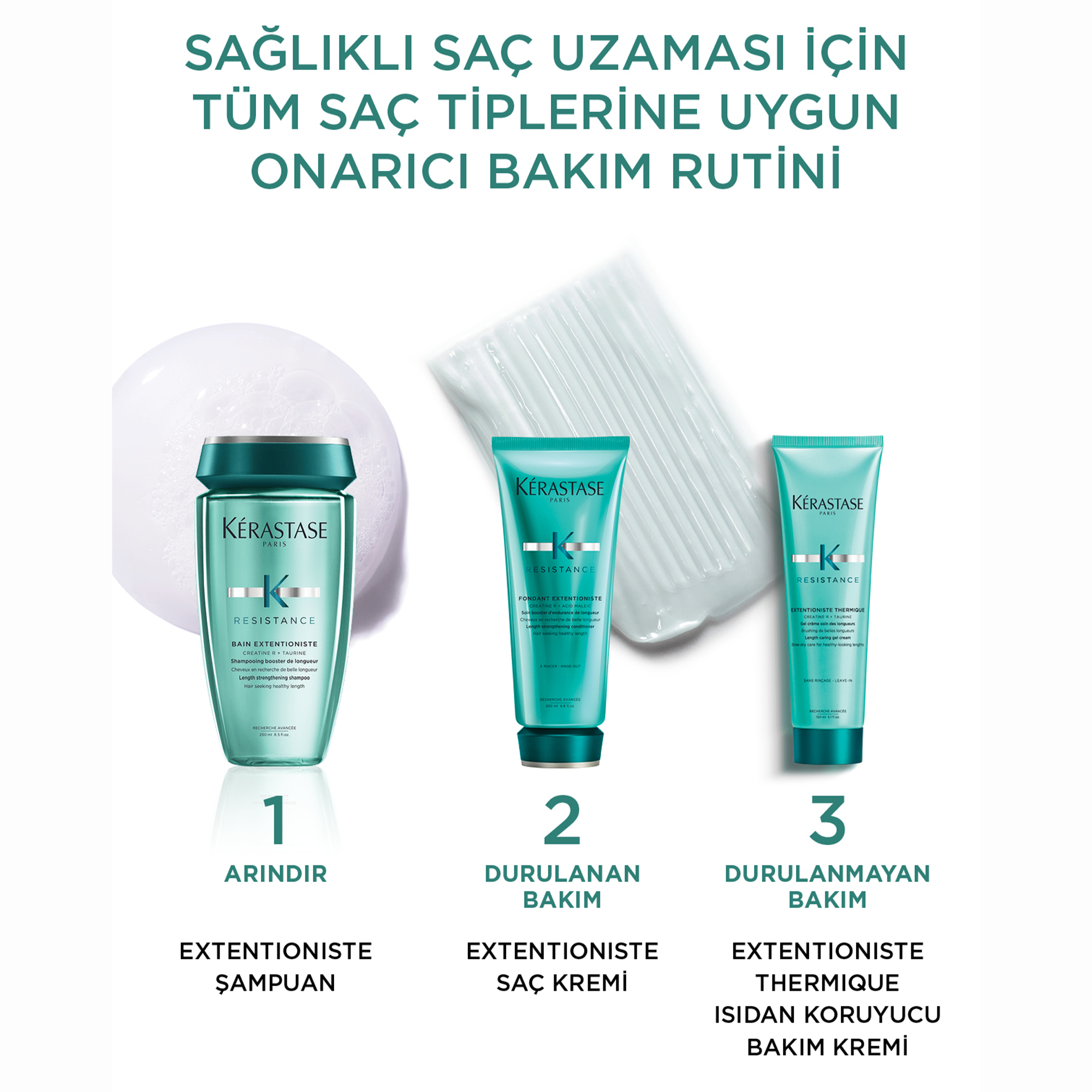 Kerastase Resistance Extentioniste Thermique Uzun Saçlar için Isıya Karşı Koruyucu Bakım Kremi 150 ml - Isıya karşı koruma sağlayarak, uzun saçların kırılmadan şekil almasını sağlayan bakım kremi