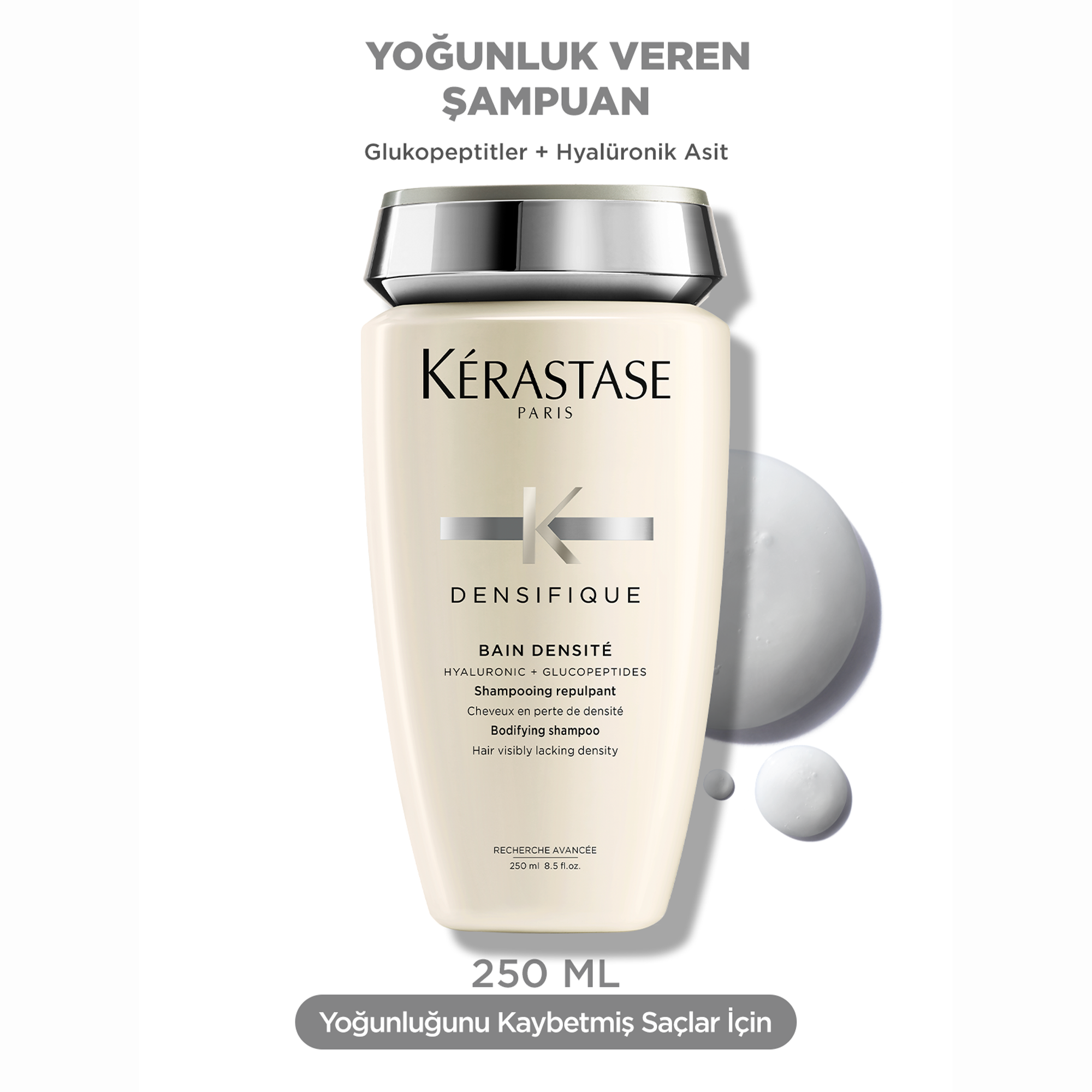 Kerastase Densifique Bain Densite Yoğunluk Kazandıran Şampuan 250 ml – İncelmiş ve hacim kaybetmiş saçlara yoğunluk kazandıran profesyonel bakım şampuanı.