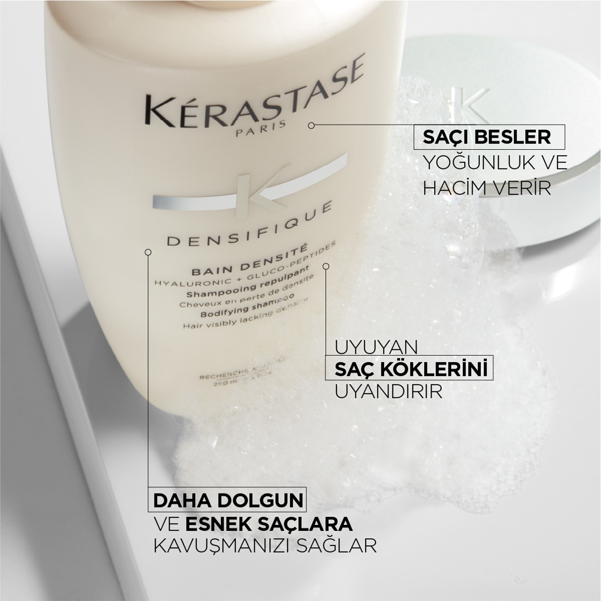 Kerastase Densifique Bain Densite Yoğunluk Kazandıran Şampuan 250 ml – Saç köklerini güçlendirerek daha dolgun ve kalın telli bir görünüm sunan özel formül.