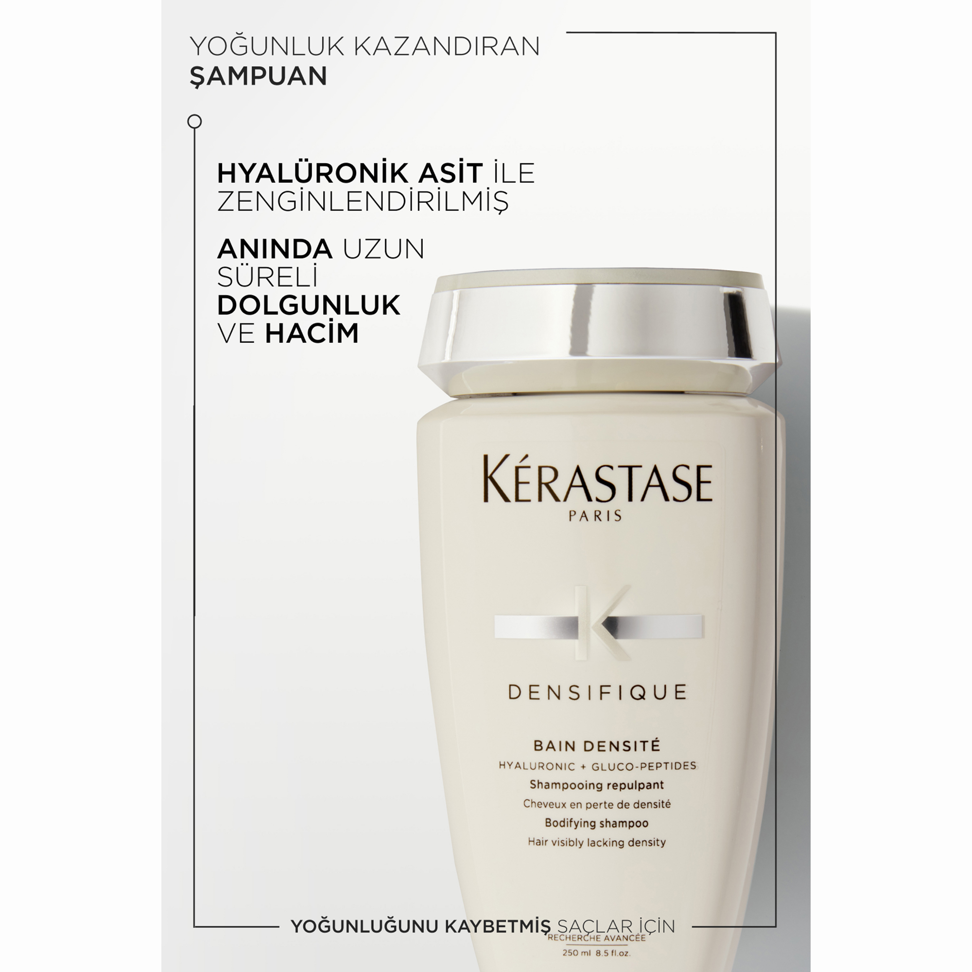 Kerastase Densifique Bain Densite Yoğunluk Kazandıran Şampuan 250 ml – Saçları nazikçe temizlerken dolgunluk hissi veren yoğunluk artırıcı şampuan.
