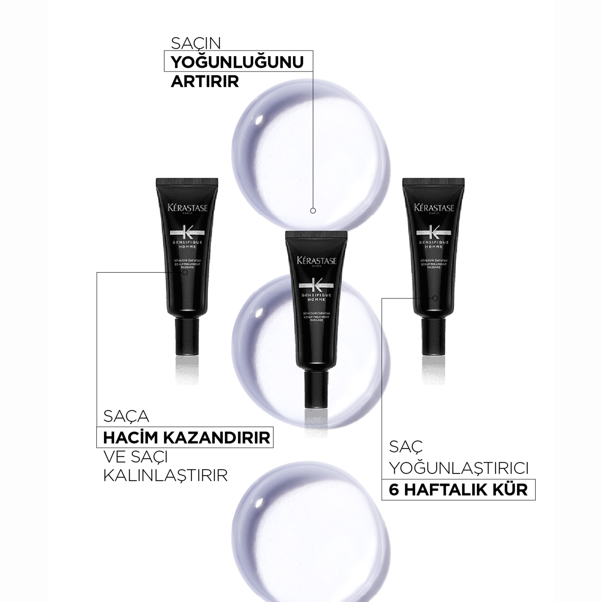 Kerastase Densifique Homme Saç Yoğunlaştırıcı Bakım Kürü 30 x 6 ml – İncelmiş saçları kalınlaştırarak daha dolgun ve hacimli saçlar için özel bakım kür seti.