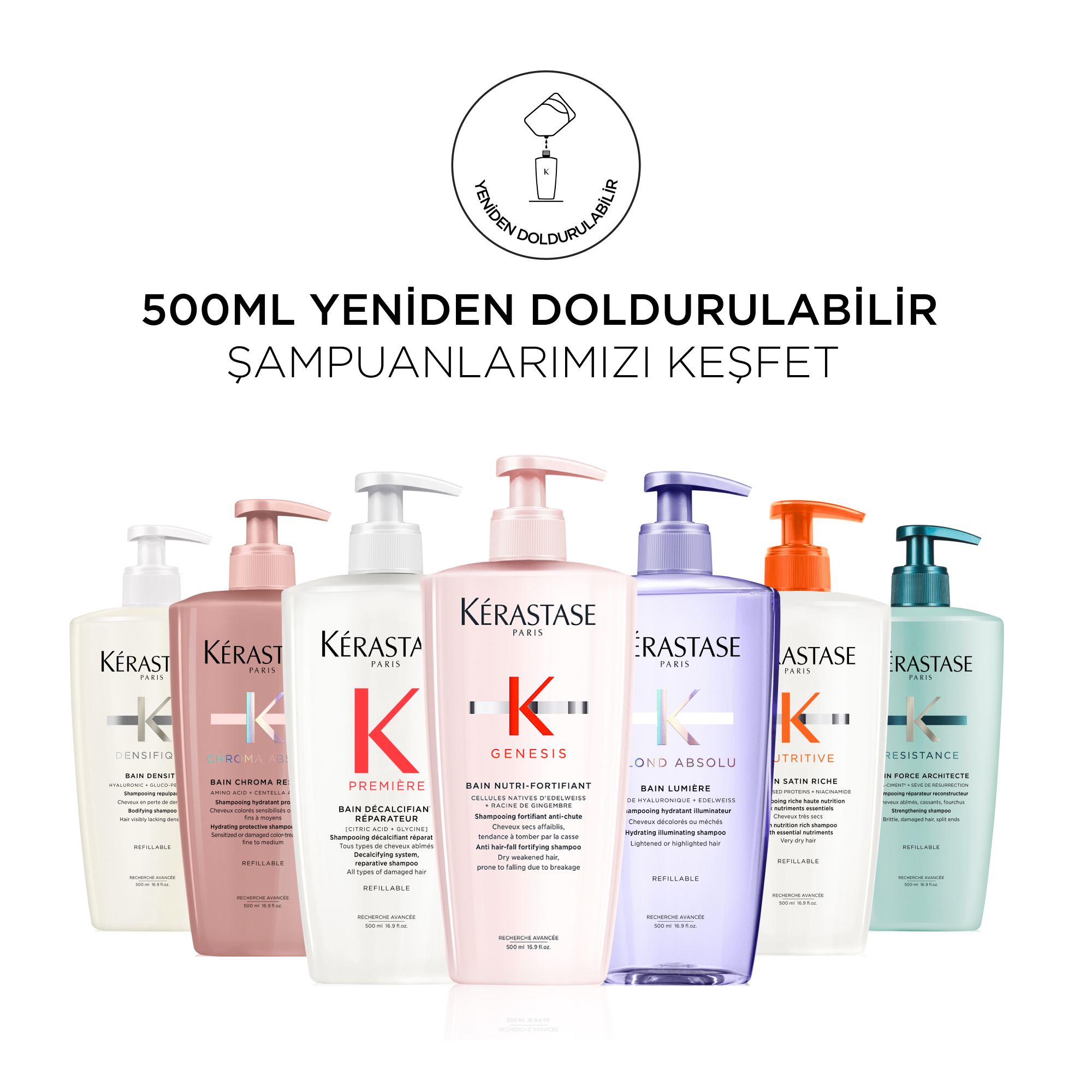 Kérastase Densifique Bain Densite Yoğunluk Kazandıran Şampuan 500 ml - Dökülme karşıtı etkisiyle saçların daha sağlıklı uzamasına katkı sağlar.
