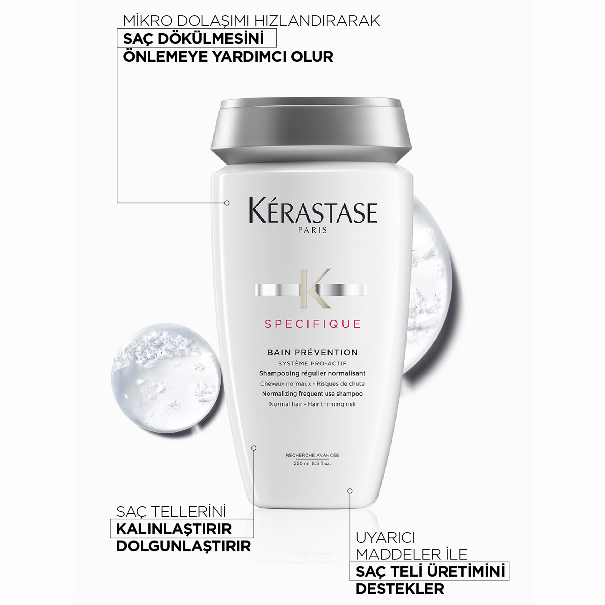 Kerastase Specifique Bain Prevention Saç Dökülme Karşıtı Şampuan 250 ml – Saç köklerini canlandıran ve dökülmeye eğilimli saçları hedefleyen günlük kullanıma uygun şampuan.