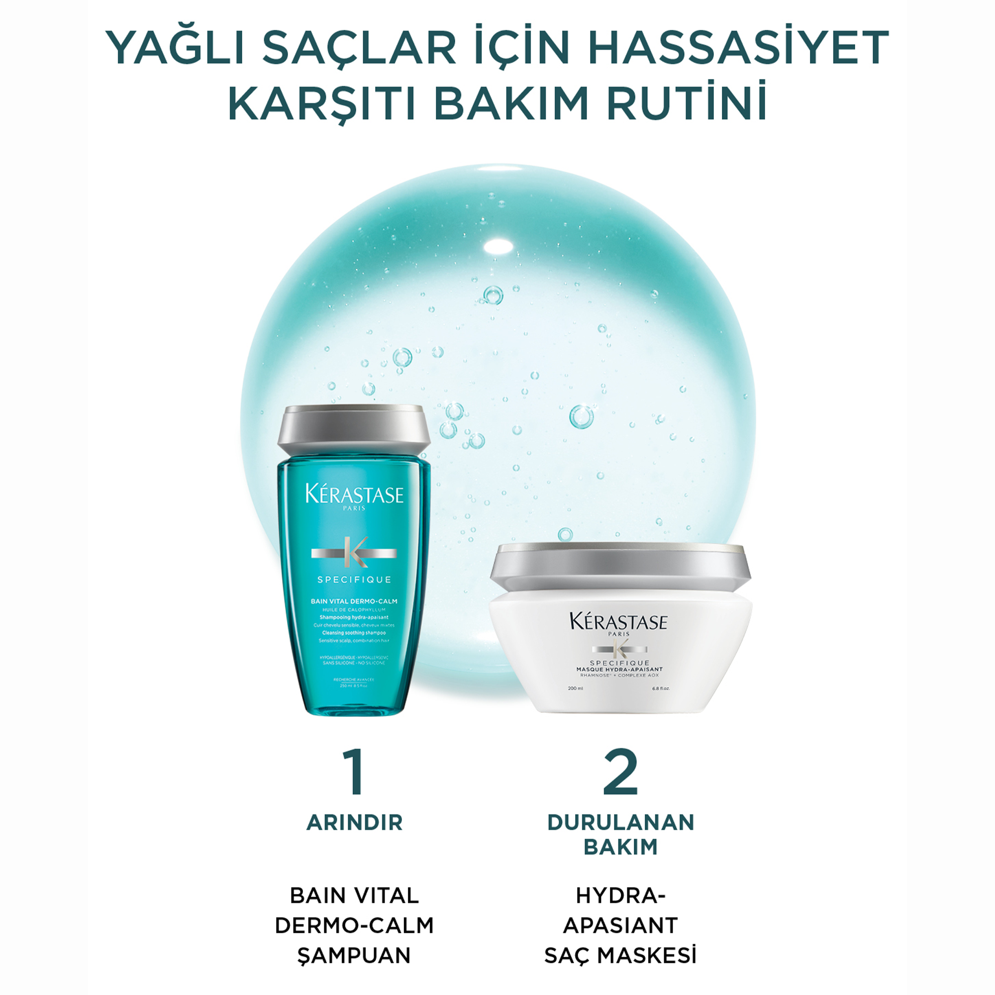 Kerastase Specifique Bain Vital Dermocalm Yağlı Saç Derisi için Hassasiyet Karşıtı Şampuan 250 ml – Aşırı yağlanmaya eğilimli saç derisini arındırırken hassasiyeti önlemeye yardımcı şampuan.