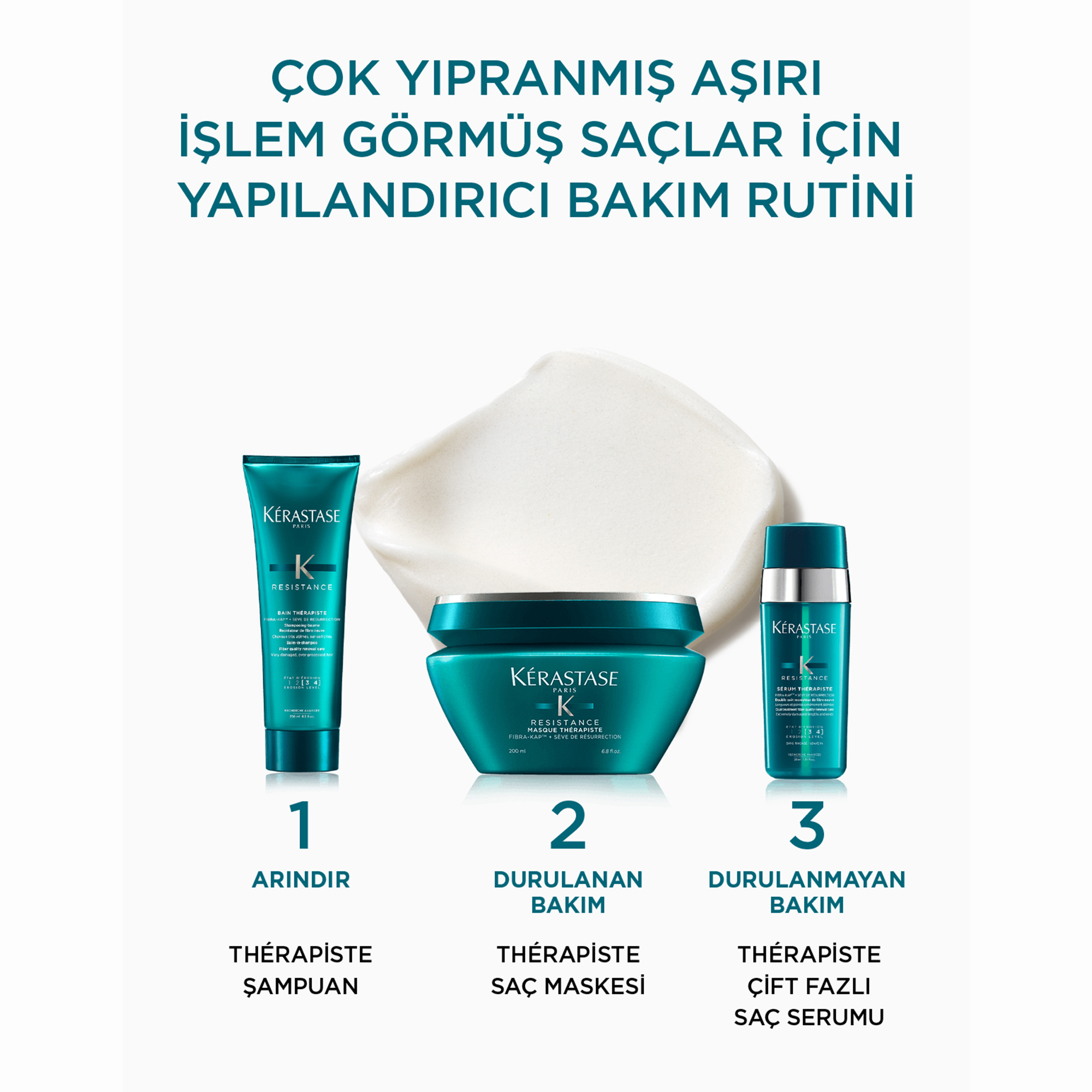 Kerastase Resistance Therapist Serum Therapiste Çok Yıpranmış ve Aşırı İşlem Görmüş Saçlar için Onarıcı Serum 30 ml – Günlük kullanıma uygun, saç yüzeyini pürüzsüzleştiren ve ipeksi dokunuş sağlayan serum.