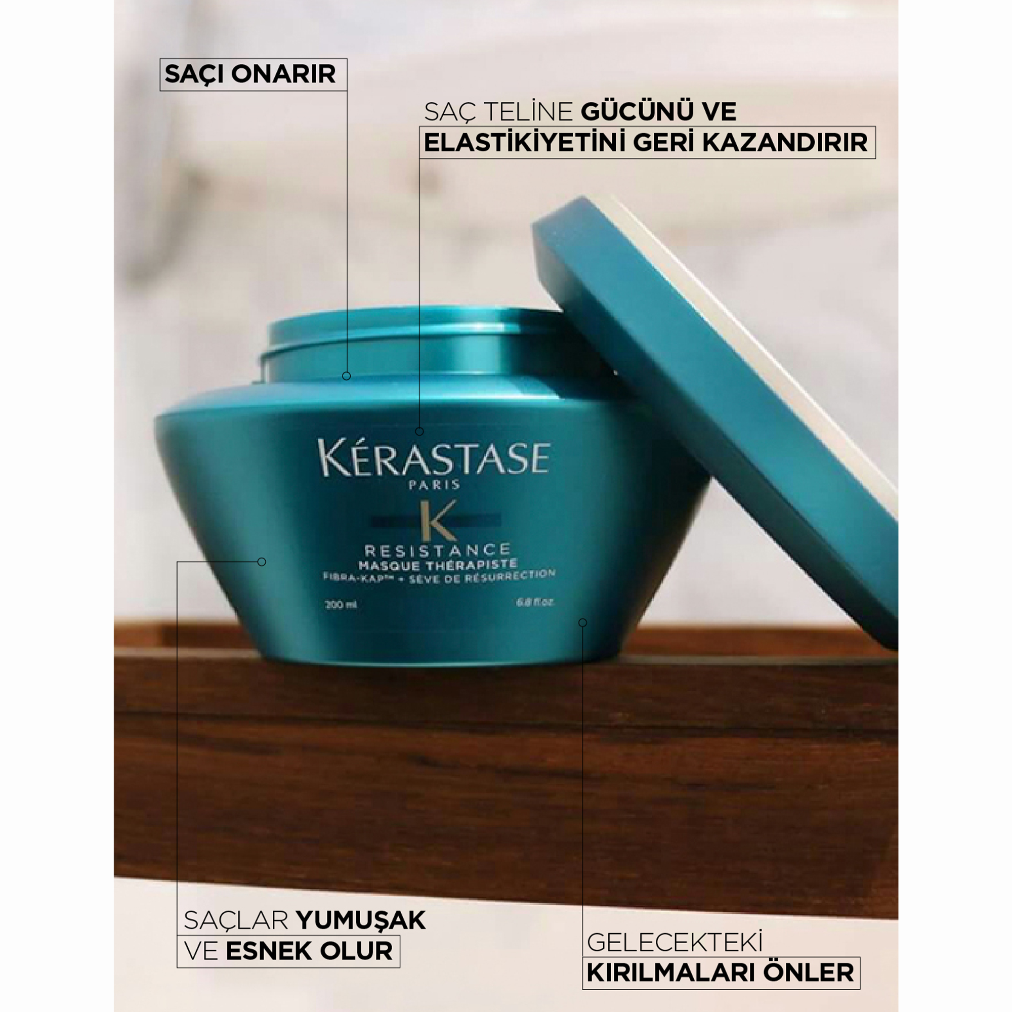 Kerastase Resistance Ciment Masque Therapiste Çok Yıpranmış Saçlar İçin Maske 200 ml – Saç tellerini güçlendiren, elastikiyet kazandıran ve kırılmaları azaltmaya yardımcı bakım maskesi.