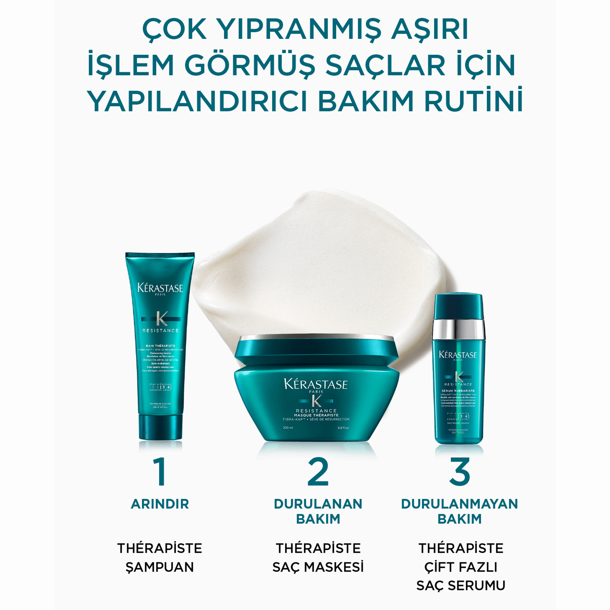 Kerastase Resistance Ciment Masque Therapiste Çok Yıpranmış Saçlar İçin Maske 200 ml – Aşırı hasarlı saçlara yoğun bakım sunan, ipeksi yumuşaklık ve direnç kazandıran maske.
