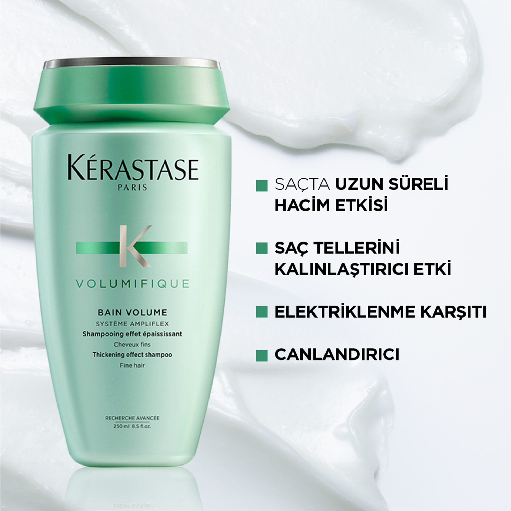 Kerastase Volumifique Bain Volumifique Hacim Veren Şampuan 250 ml – Saç köklerinden uçlara kadar hacimli ve canlı görünüm sağlayan profesyonel bakım şampuanı.