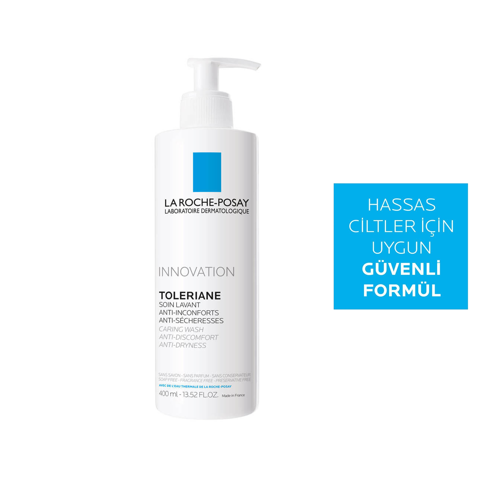 La Roche Posay Toleriane Caring Wash Yüz Temizleme Jeli 400 ml - Hassas Ciltler İçin Nazik Temizleyici, Cilt Bariyerini Güçlendiren Formül