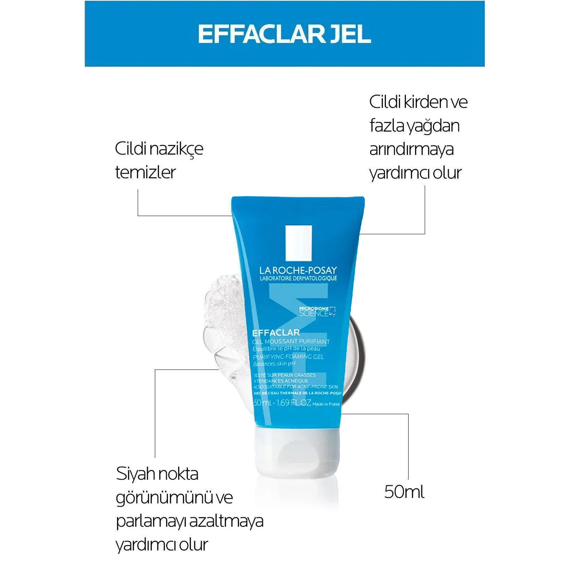 La Roche Posay Effaclar Tanışma Kiti - Yağlı ve akneye eğilimli ciltler için özel olarak hazırlanmış 3’lü mini bakım seti