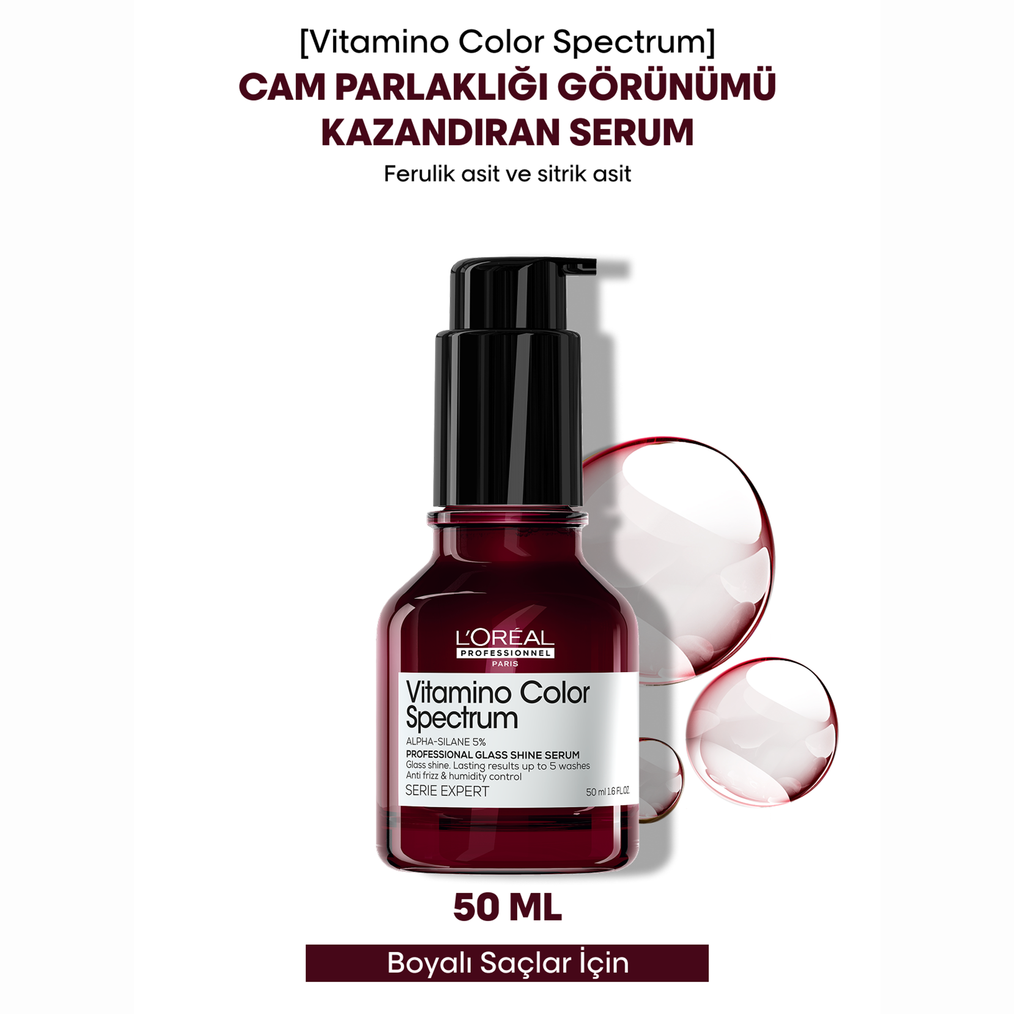 Loreal Professionnel Paris Serie Expert Vitamino Color Spectrum Cam Parlaklığı Görünümü Kazandıran Serum 50 ml - Boyalı saçlar için mükemmel parlaklık sağlar.