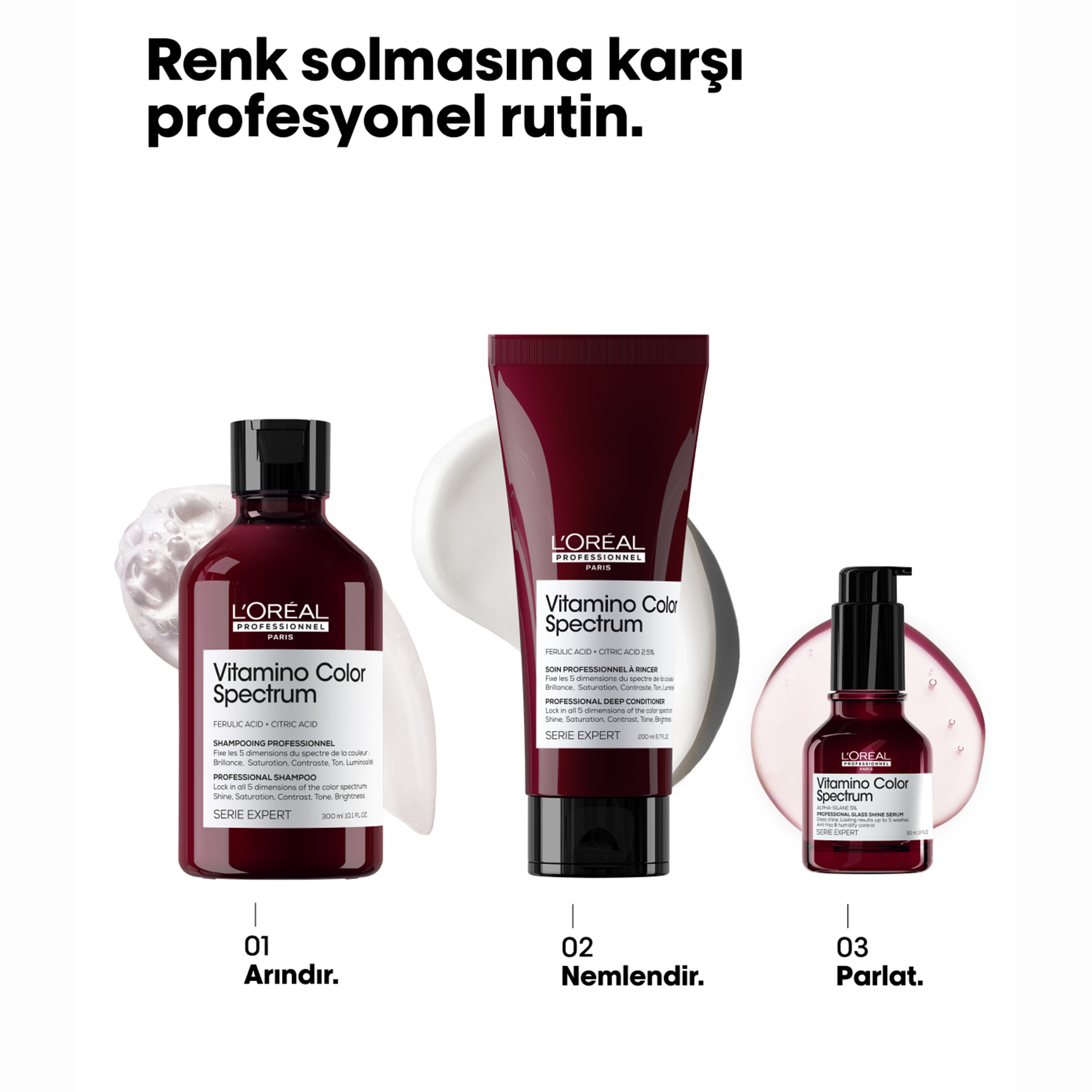 Loreal Professionnel Paris Serie Expert Vitamino Color Spectrum Boyalı Saçlar İçin Solma Karşıtı Şampuan 300 ml - Renk tazeliğini artırır ve saçın parlaklığını destekler.