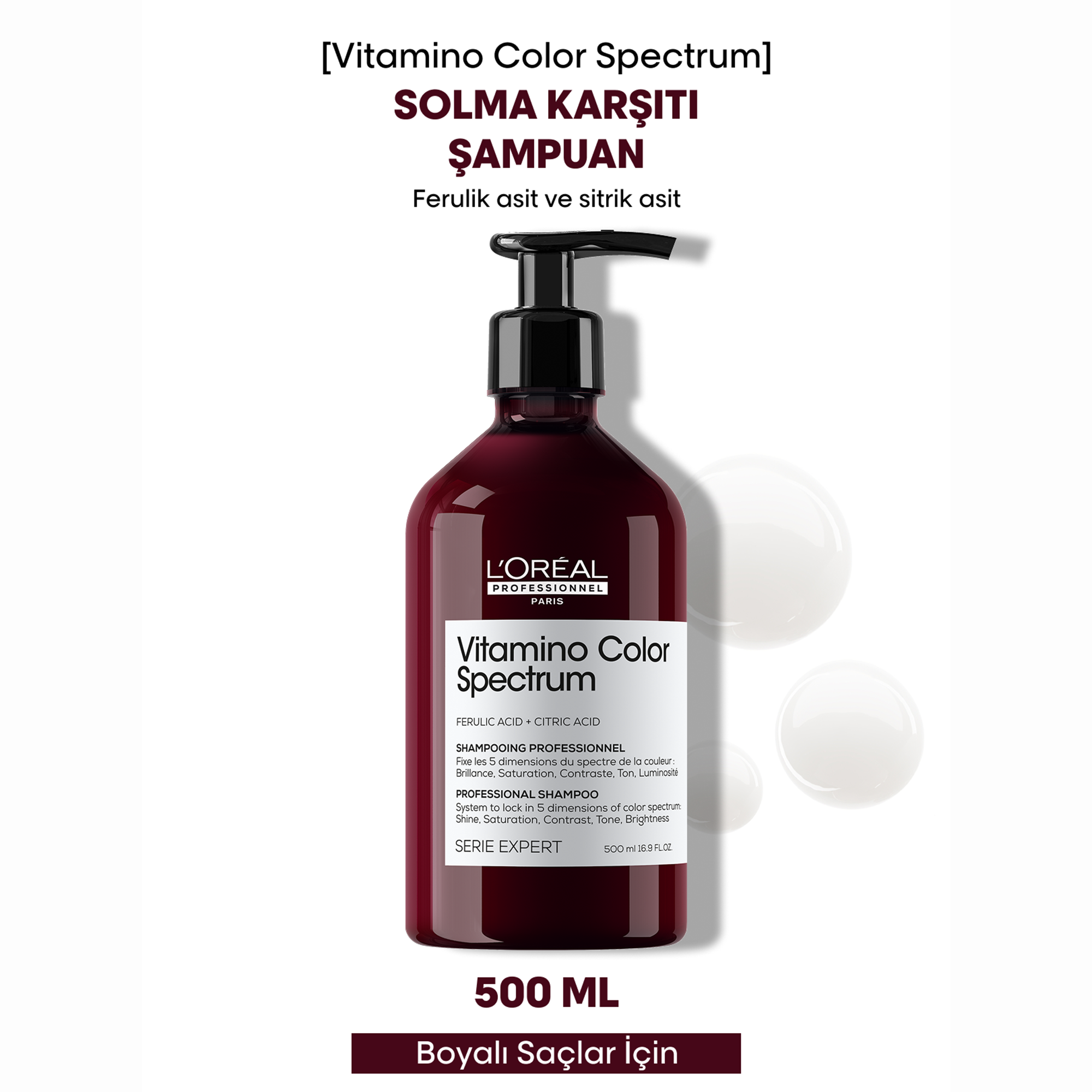 Loreal Professionnel Paris Serie Expert Vitamino Color Spectrum Boyalı Saçlar İçin Solma Karşıtı Şampuan 500 ml - Boyalı saçlarda renk koruma sağlar, solmayı engeller ve parlaklık kazandırır.