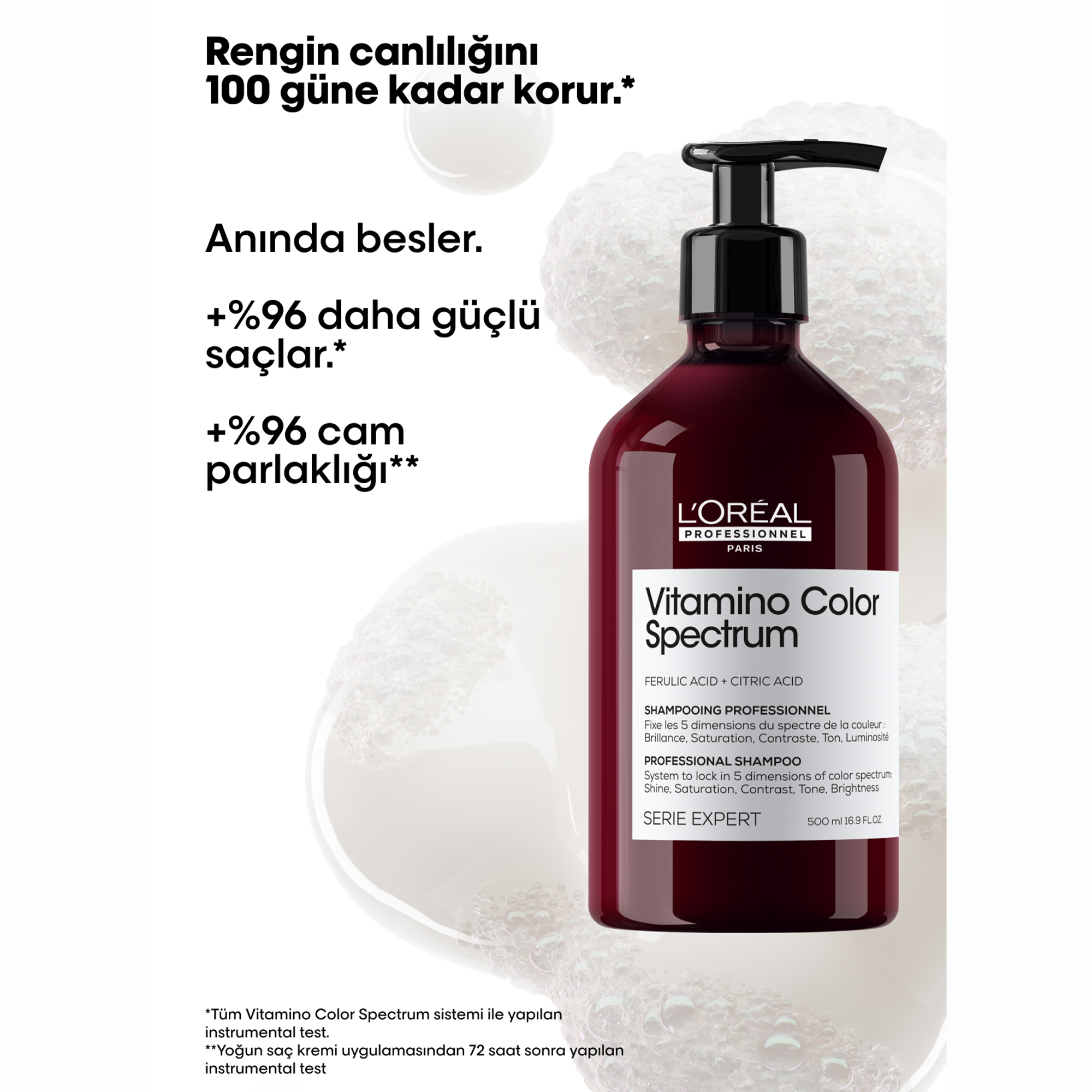 Loreal Professionnel Paris Serie Expert Vitamino Color Spectrum Boyalı Saçlar İçin Solma Karşıtı Şampuan 500 ml - Saçın rengini uzun süre canlı tutar, nem dengesini korur ve güçlendirir.