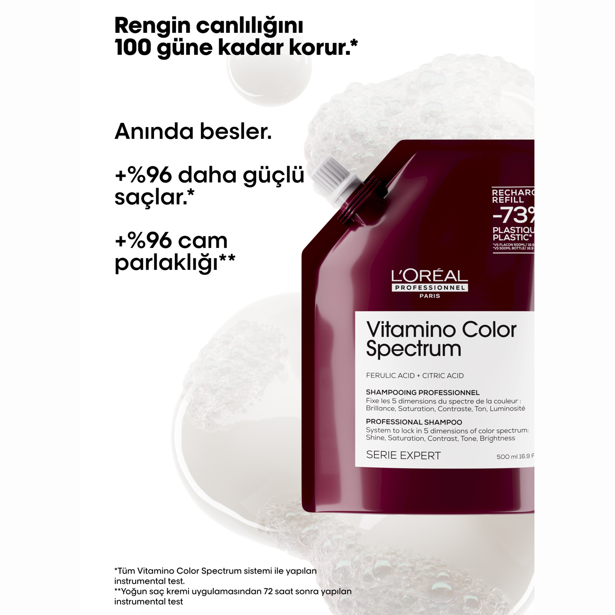 Loreal Professionnel Paris Serie Expert Vitamino Color Spectrum Boyalı Saçlar İçin Solma Karşıtı Şampuan Refill 500 ml - Saçın renk kalitesini artırarak, uzun süreli renk koruması sağlar.