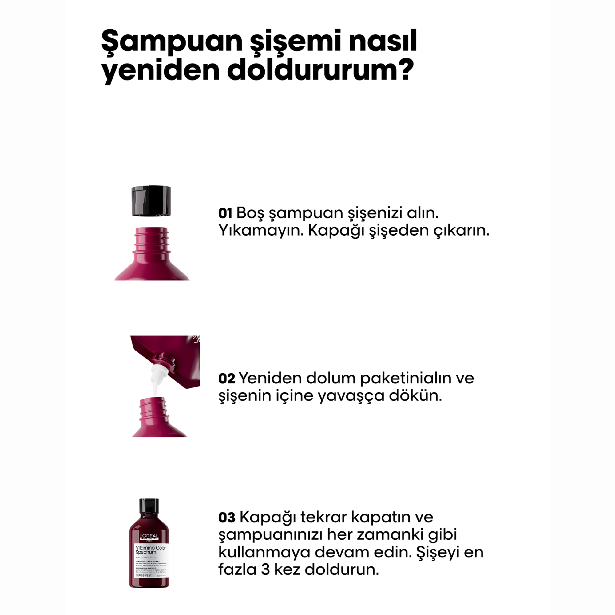 Loreal Professionnel Paris Serie Expert Vitamino Color Spectrum Boyalı Saçlar İçin Solma Karşıtı Şampuan Refill 500 ml - Boyalı saçları koruyarak, yumuşaklık ve pürüzsüzlük kazandırır.