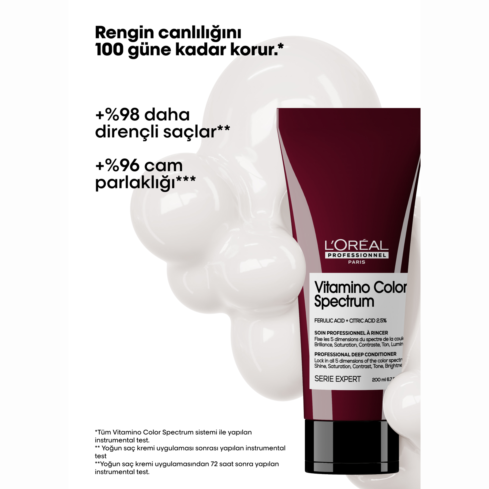 Loreal Professionnel Paris Serie Expert Vitamino Color Spectrum Boyalı Saçlar İçin Parlaklık Kazandıran Saç Kremi 200 ml - Parlaklığı ve renk canlılığını artıran, boyalı saçlar için özel formülasyona sahip besleyici krem.