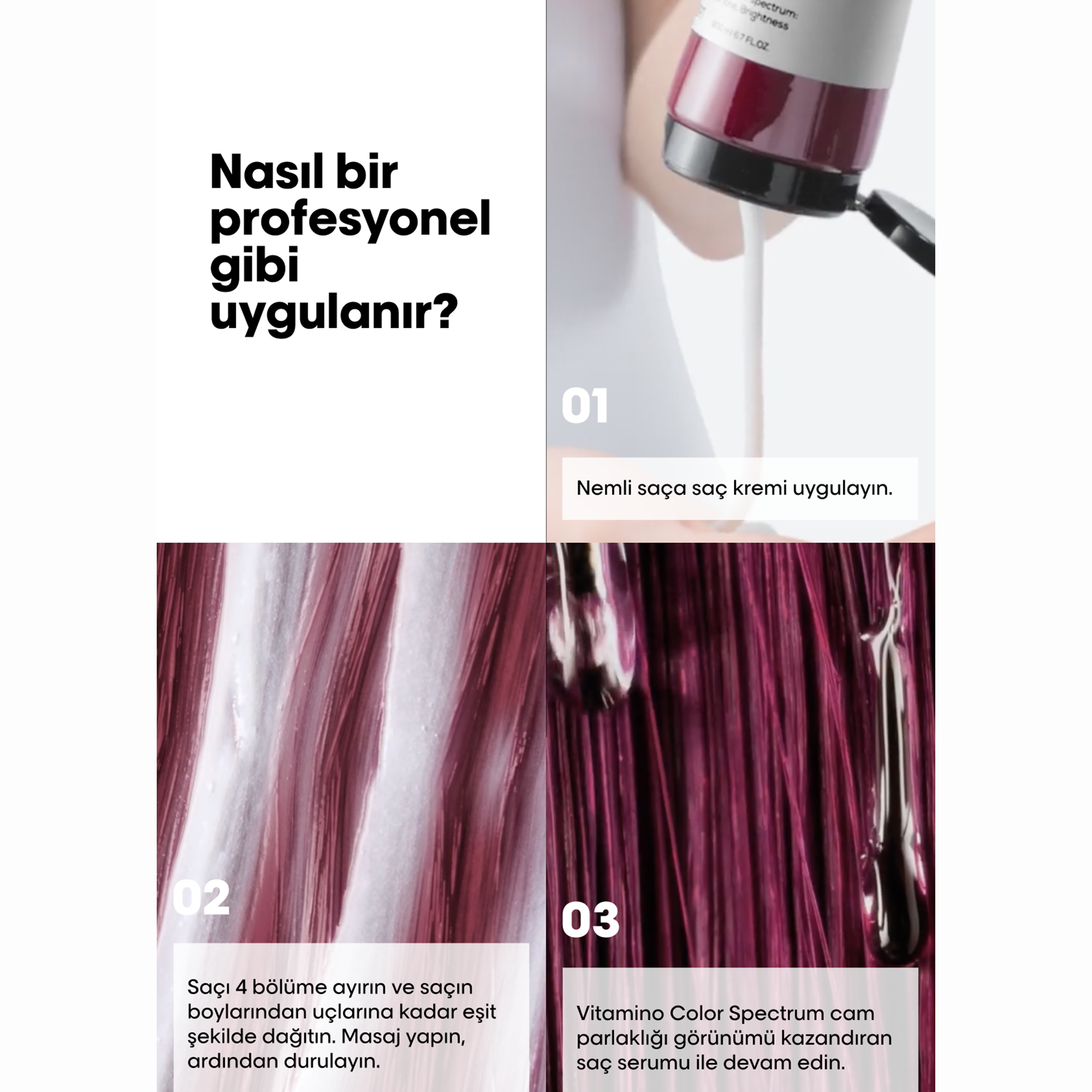 Loreal Professionnel Paris Serie Expert Vitamino Color Spectrum Boyalı Saçlar İçin Parlaklık Kazandıran Saç Kremi 200 ml - Saçın boyalı görünümünü canlı tutarak, ışıltılı ve sağlıklı bir görünüm sağlar.