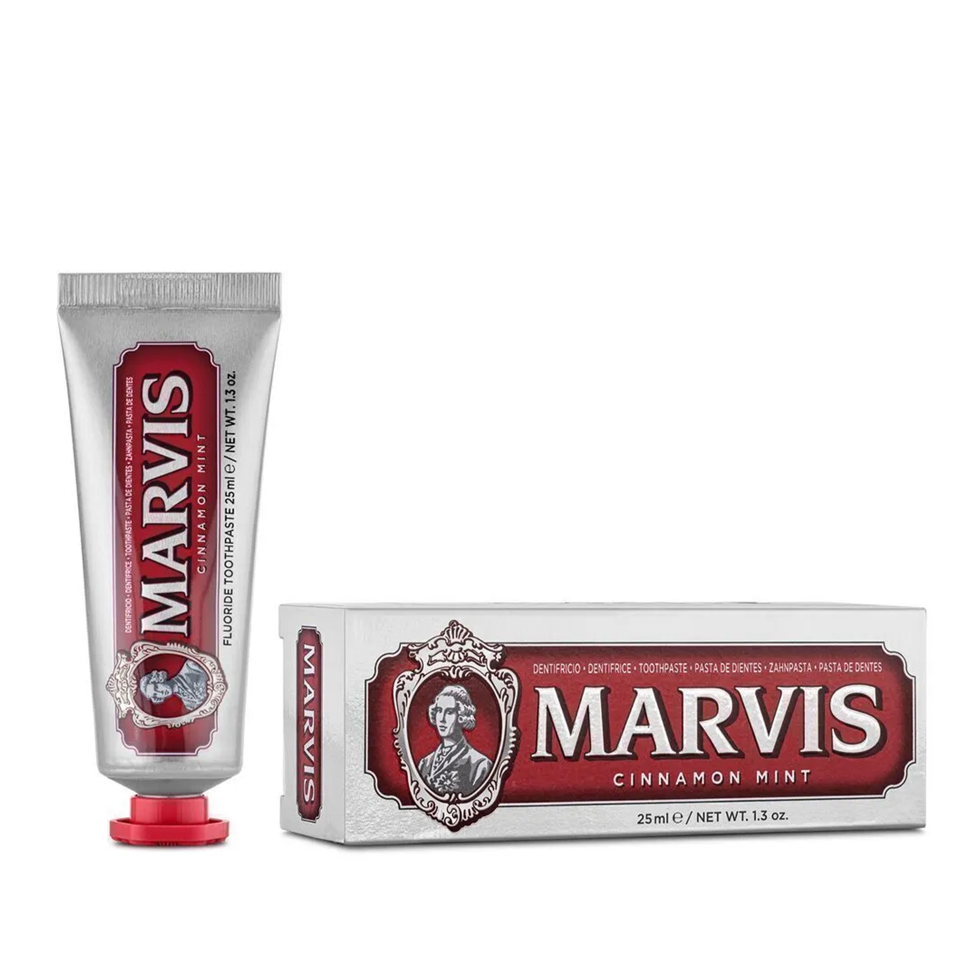 Marvis Cinnamon Mint Tarçın Nane Aromalı Diş Macunu 25 ml – Tarçın ve nane aromalı, ferahlatıcı ve temizleyici etkisiyle 25 ml'lik Marvis diş macunu.